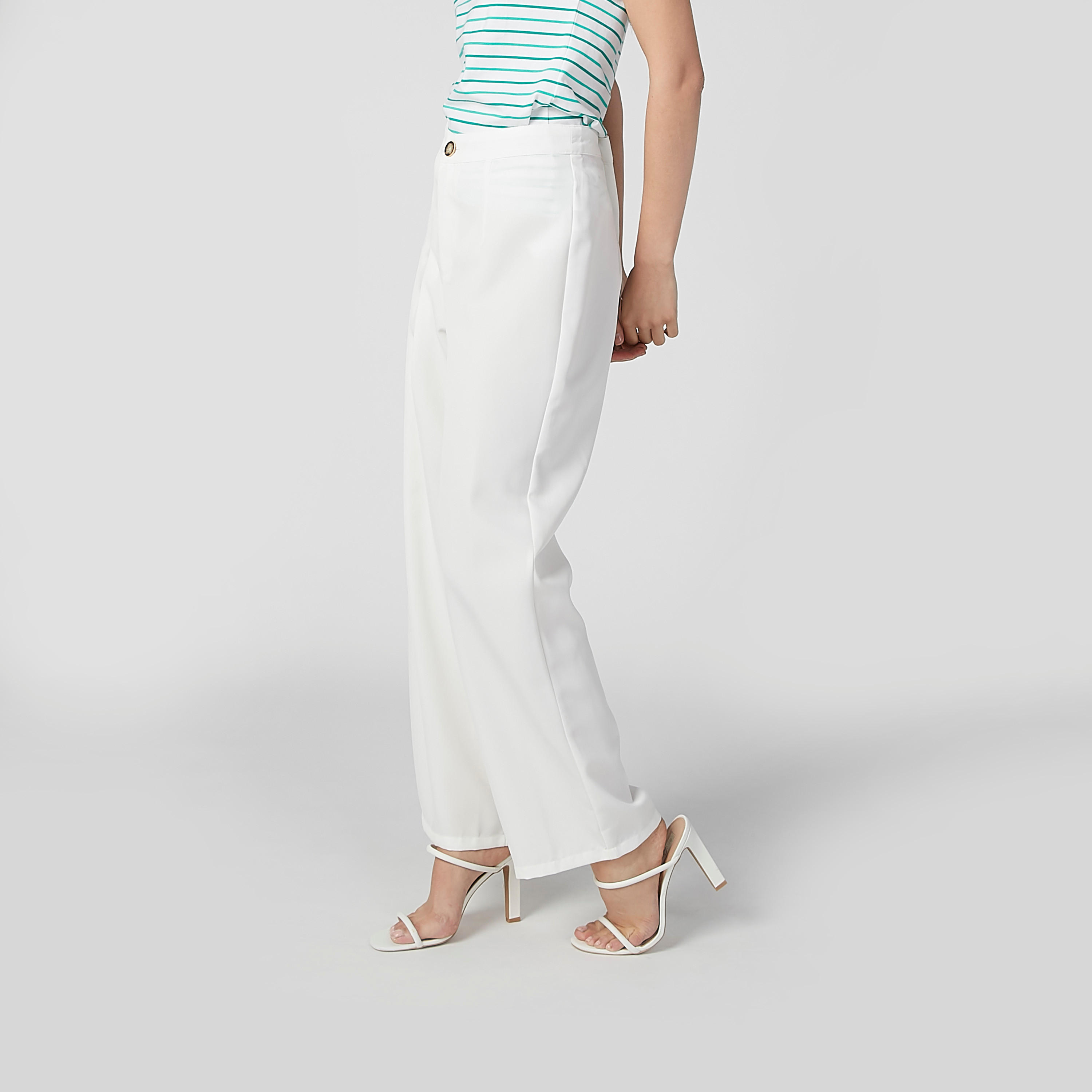 بنطال سادة بخصر متوسط الارتفاع وكشكش-women-clothing-bottoms-trousers-image-7