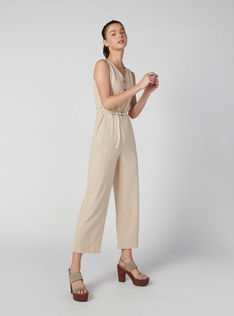 Plain Sleeveless Jumpsuit with V-neck and Belt-women-clothing-jumpsuits-image-2