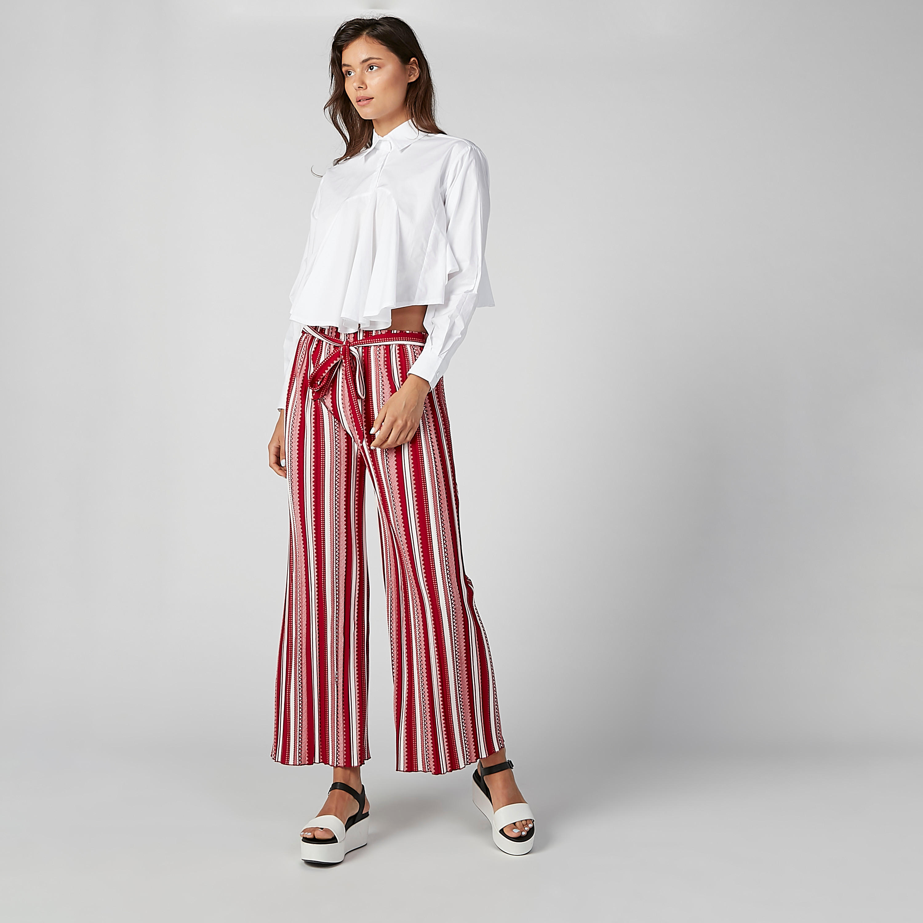 2Xtremz Solid Flared Shirt with Spread Collar and Long Sleeves-women-clothing-shirtsandblouses-shirts-image-3