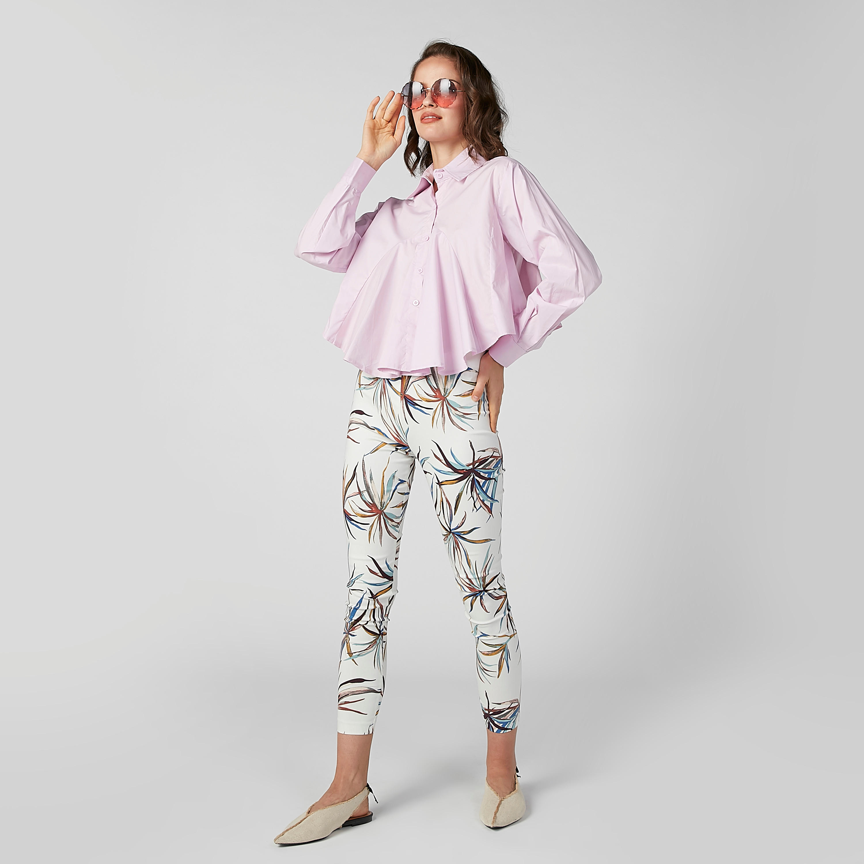 2Xtremz Solid Flared Shirt with Spread Collar and Long Sleeves-women-clothing-shirtsandblouses-shirts-image-2