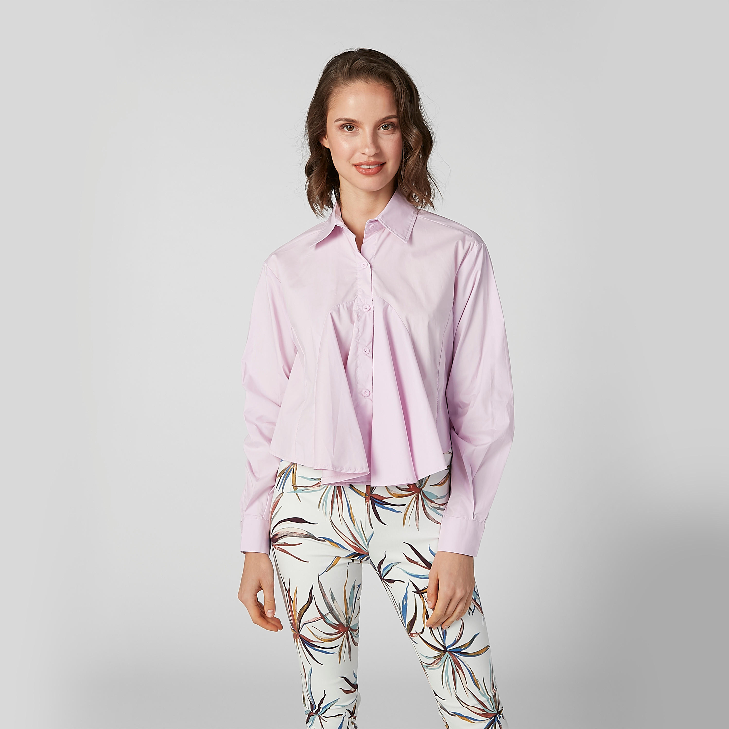 2Xtremz Solid Flared Shirt with Spread Collar and Long Sleeves-women-clothing-shirtsandblouses-shirts-image-3