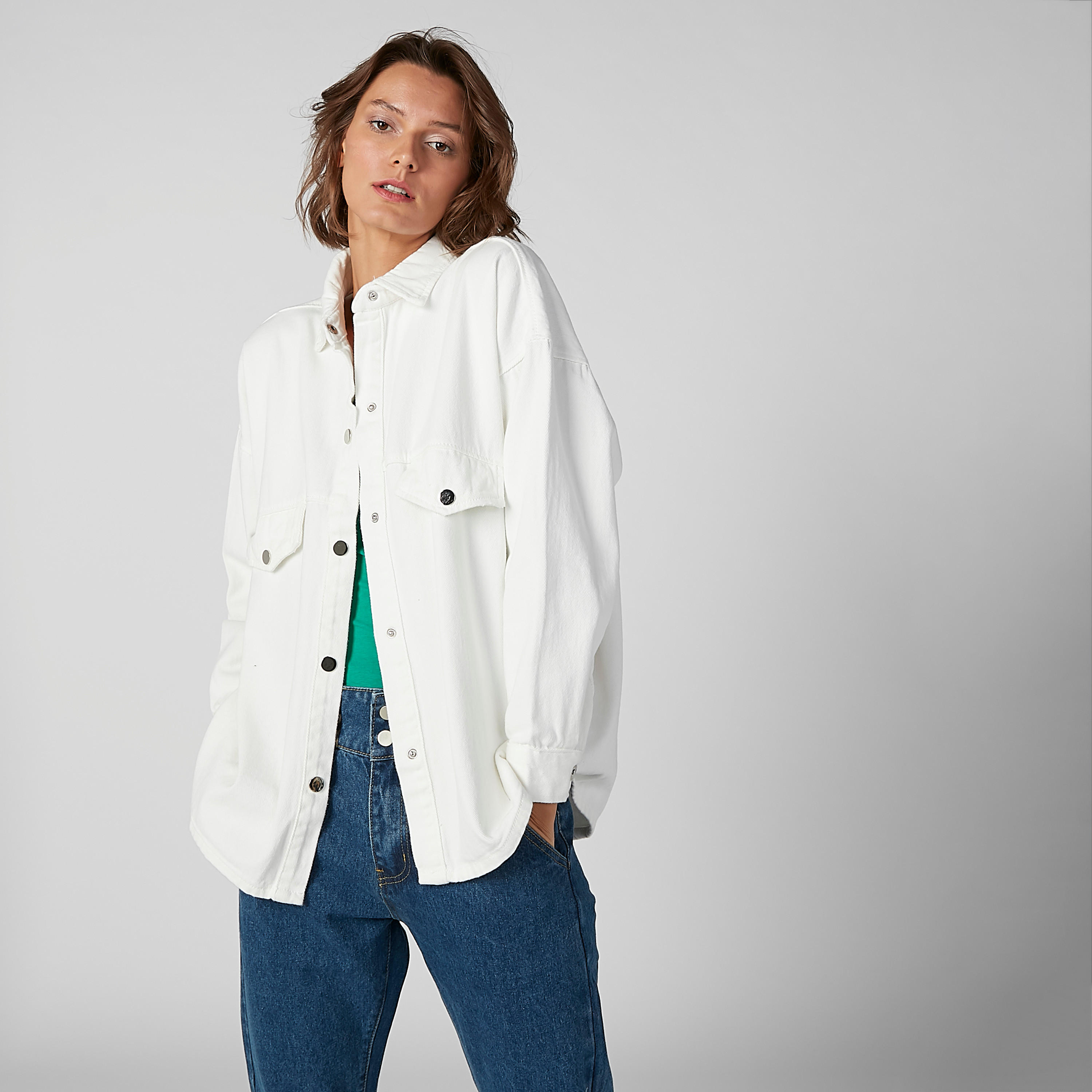2Xtremz Denim Jacket with Buttoned Pockets and Drop Shoulder Sleeves-women-winterwear-coatsandjackets-jackets-image-1