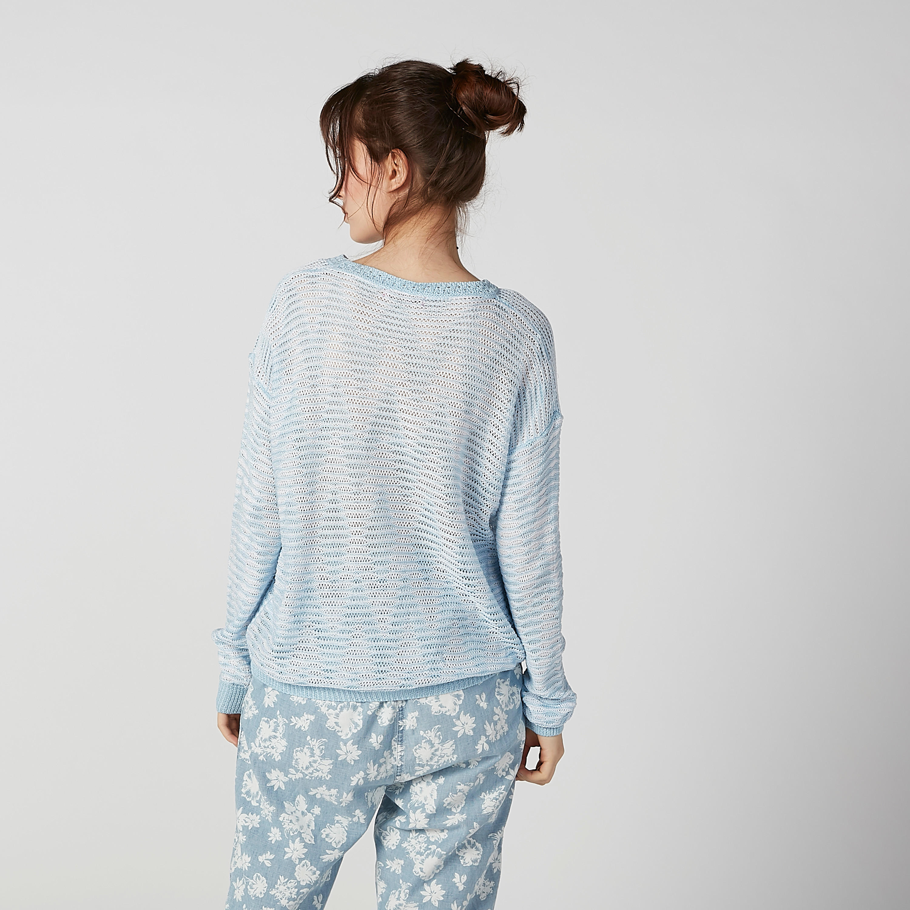 Textured Sweater with Round Neck and Long Sleeves-women-clothing-cardigansandjumpers-jumpers-image-2