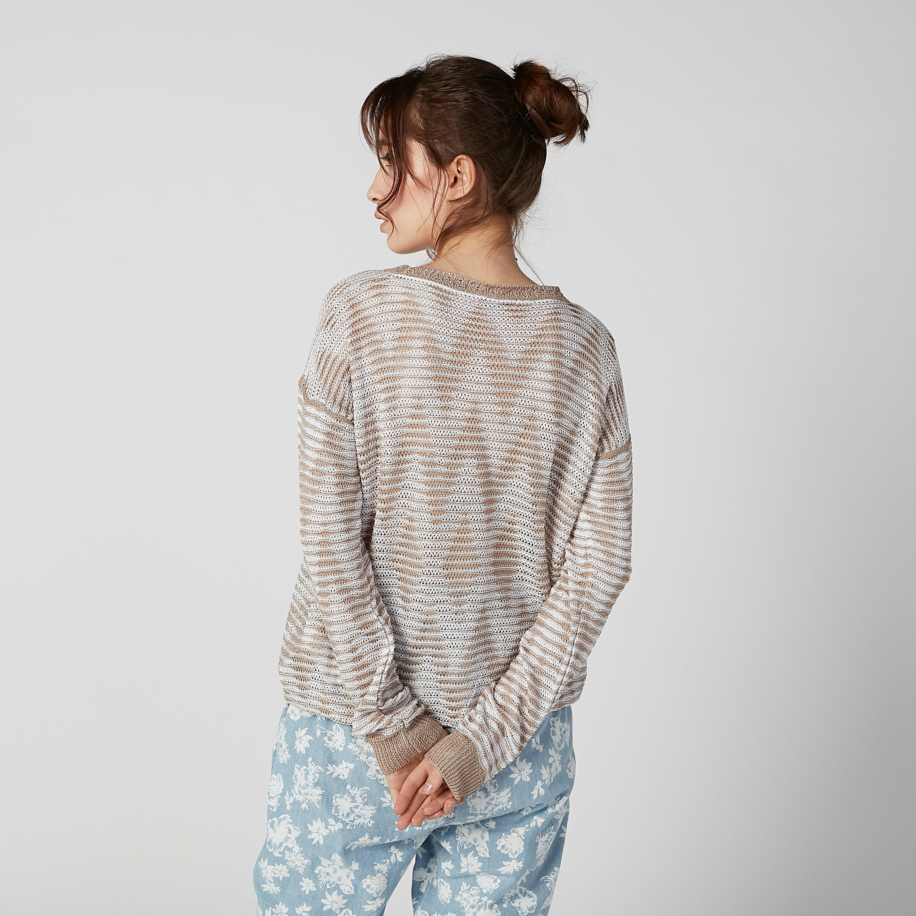 سويتر بارز الملمس بياقة مستديرة وأكمام طويلة-women-clothing-cardigansandjumpers-jumpers-image-2
