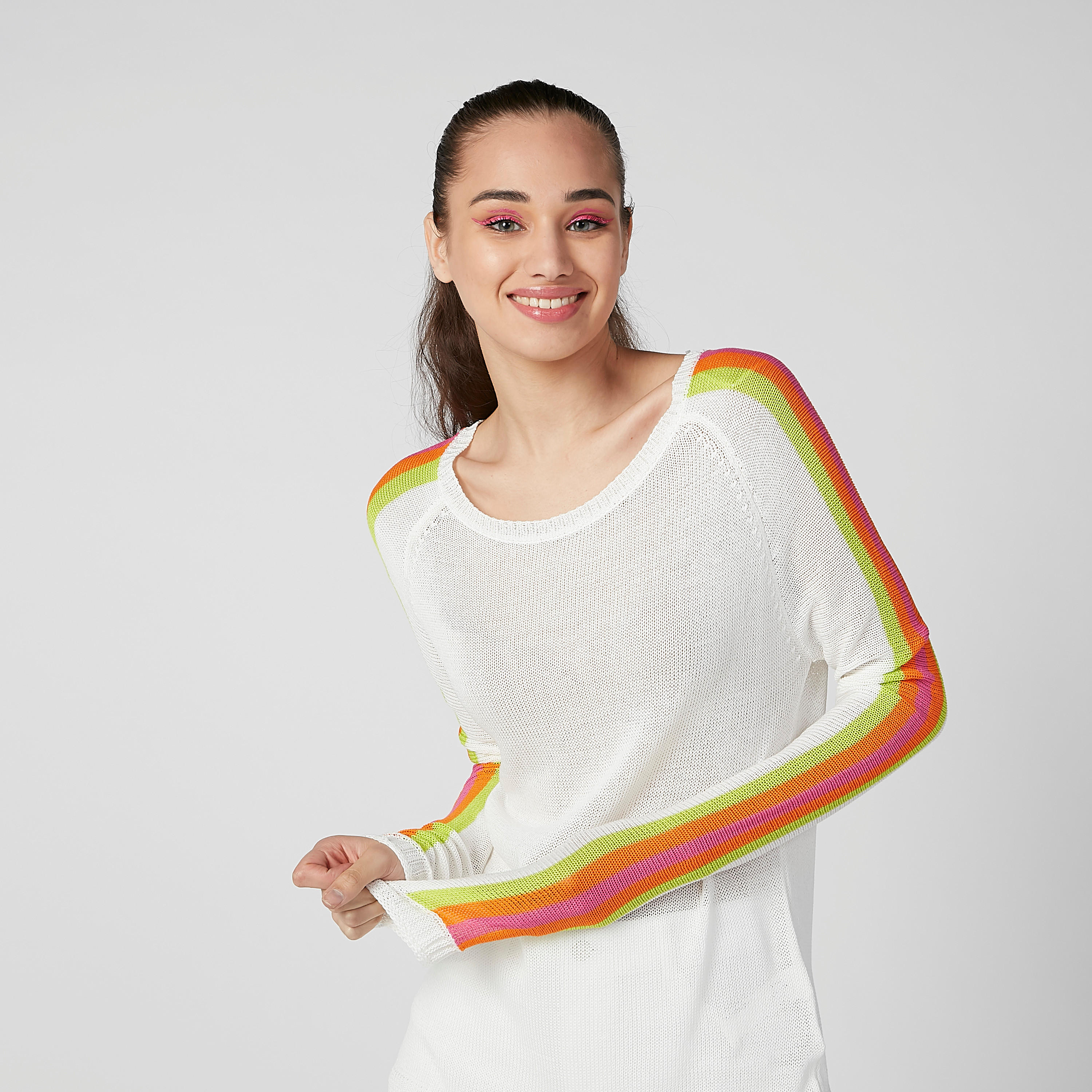 جامبر بارز الملمس بأكمام مغايرة وتقليم-women-clothing-cardigansandjumpers-jumpers-image-2