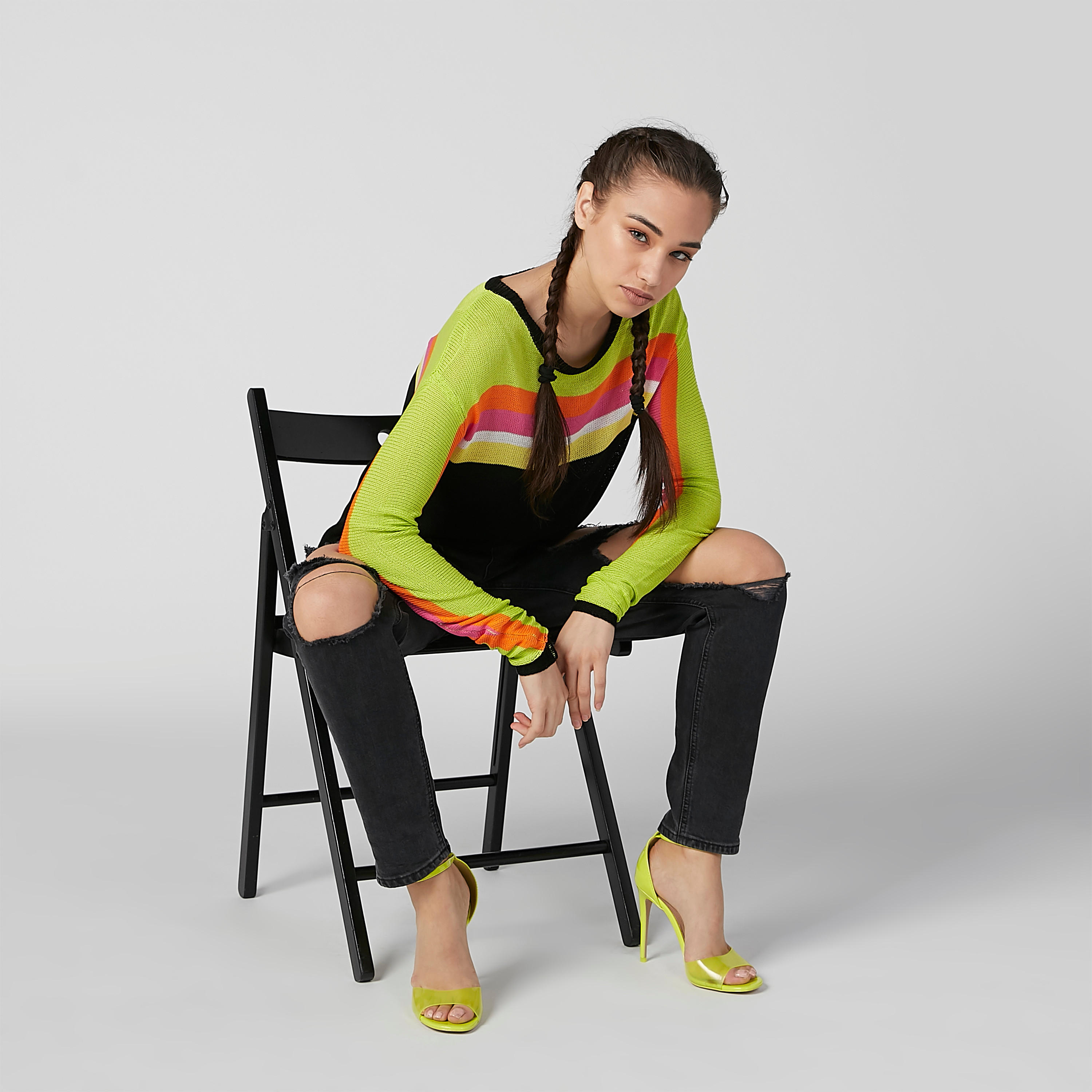 تيشيرت بارز الملمس بياقة مستديرة وأكمام طويلة-women-clothing-tshirts-image-3