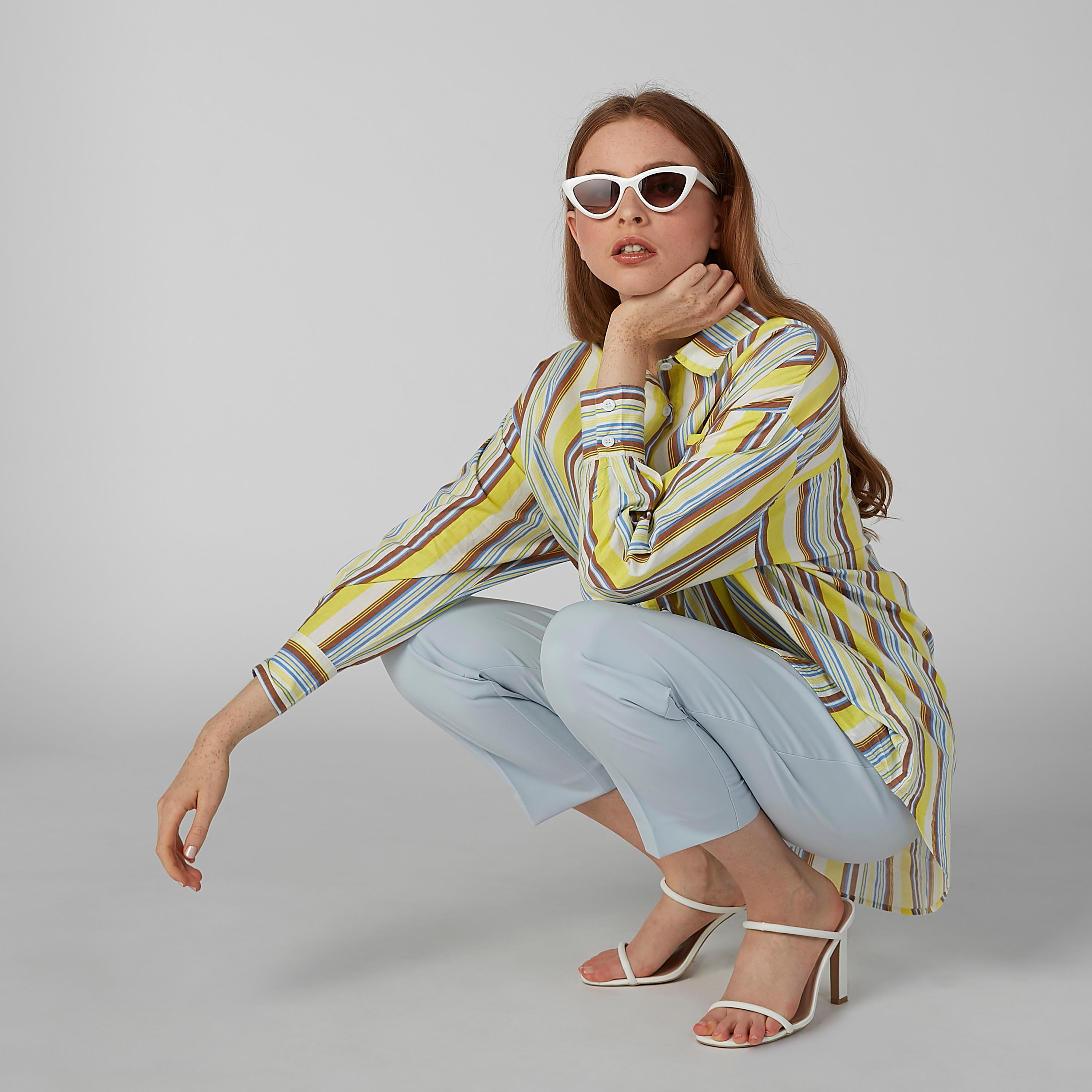 قميص مقلّم بأكمام طويلة وحوّاف غير مستوية-women-clothing-shirtsandblouses-shirts-image-1