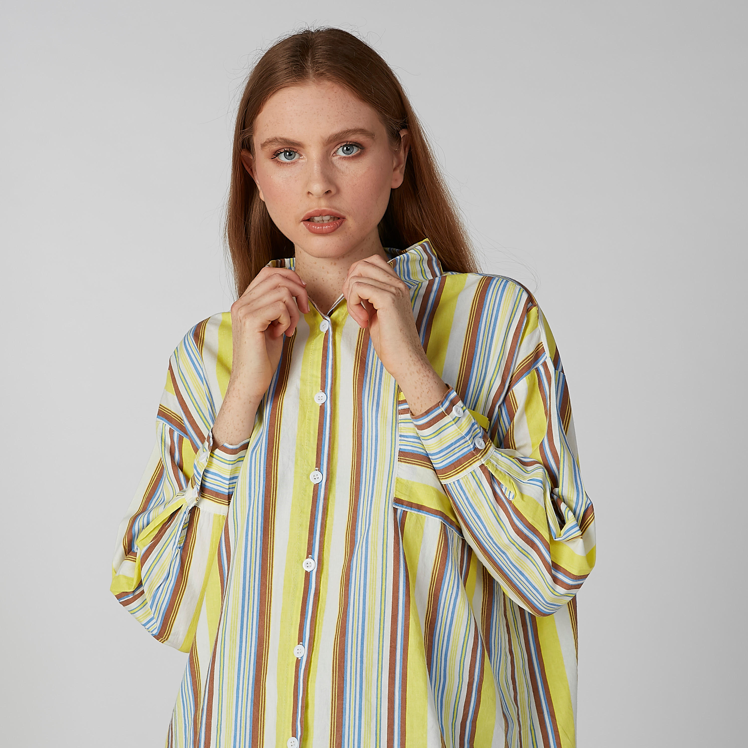 قميص مقلّم بأكمام طويلة وحوّاف غير مستوية-women-clothing-shirtsandblouses-shirts-image-6
