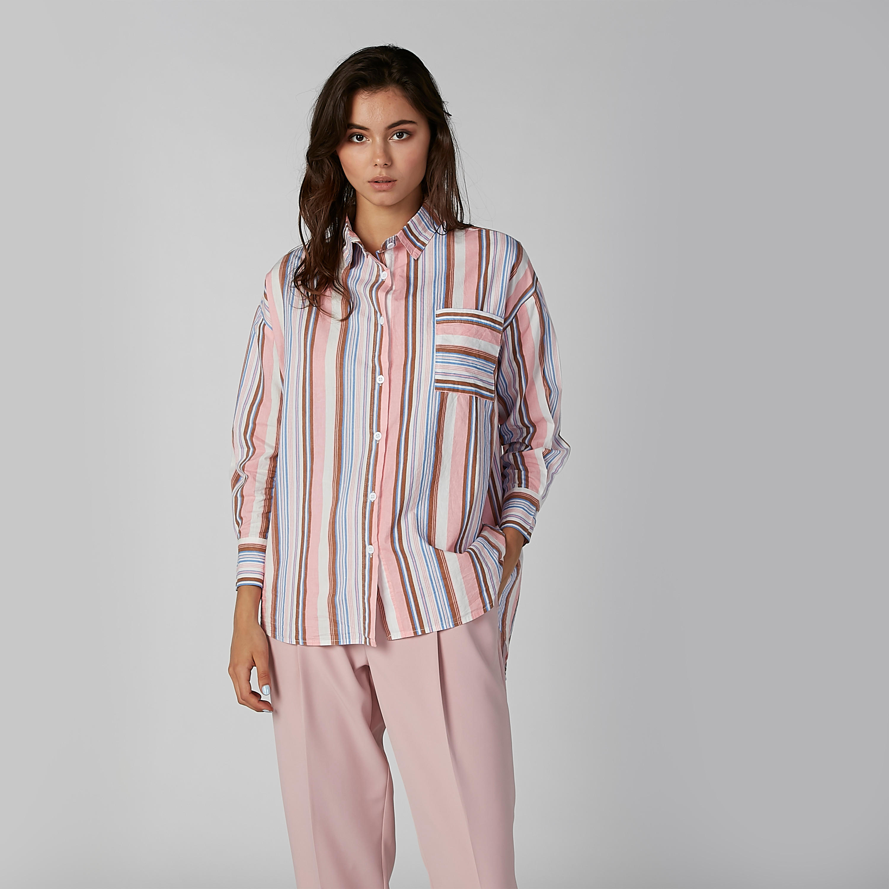 قميص مقلّم بأكمام طويلة من تو إكستريمز-women-clothing-shirtsandblouses-shirts-image-1