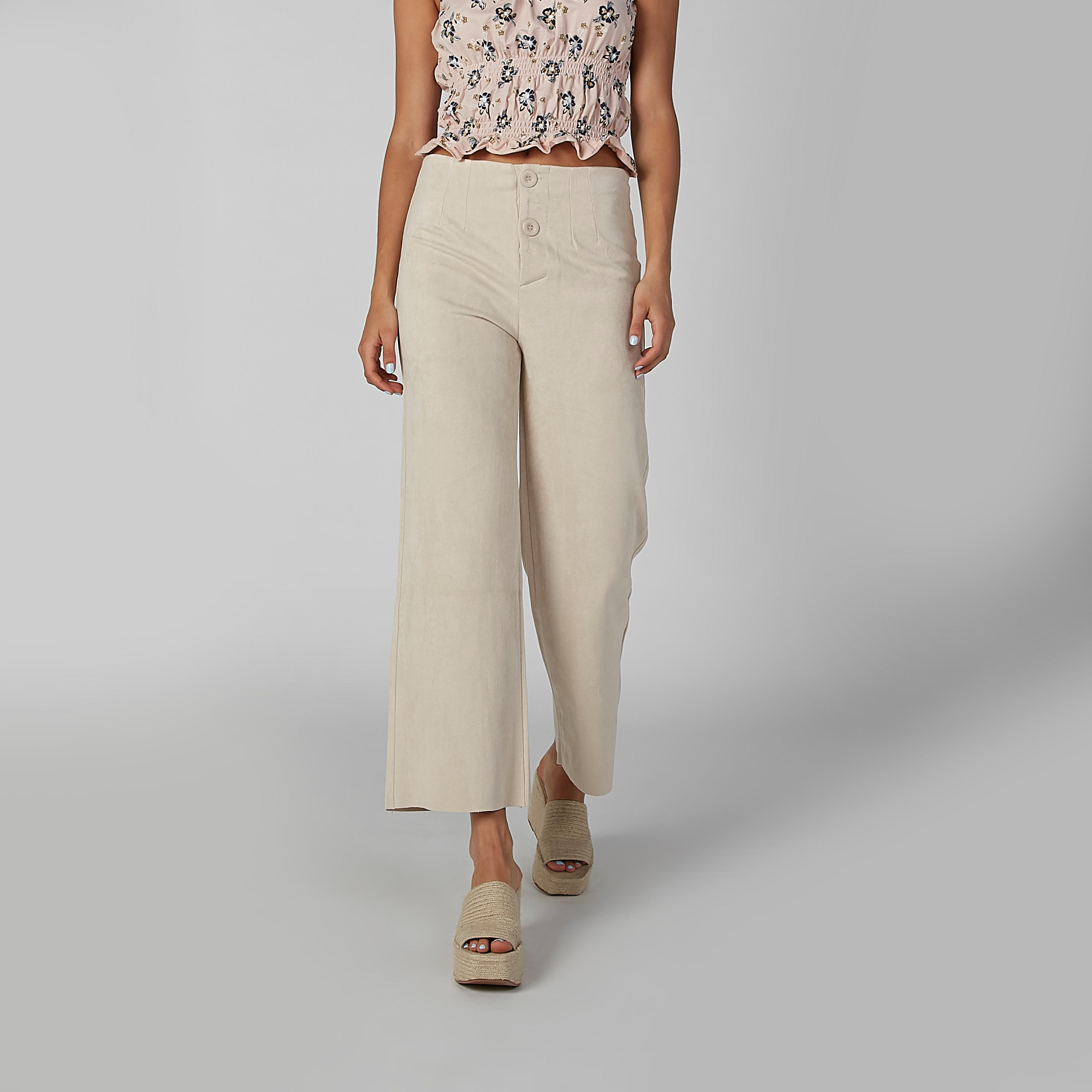 بنطال بخصر متوسط الارتفاع وأزرار من تو إكستريمز-women-clothing-bottoms-trousers-image-3