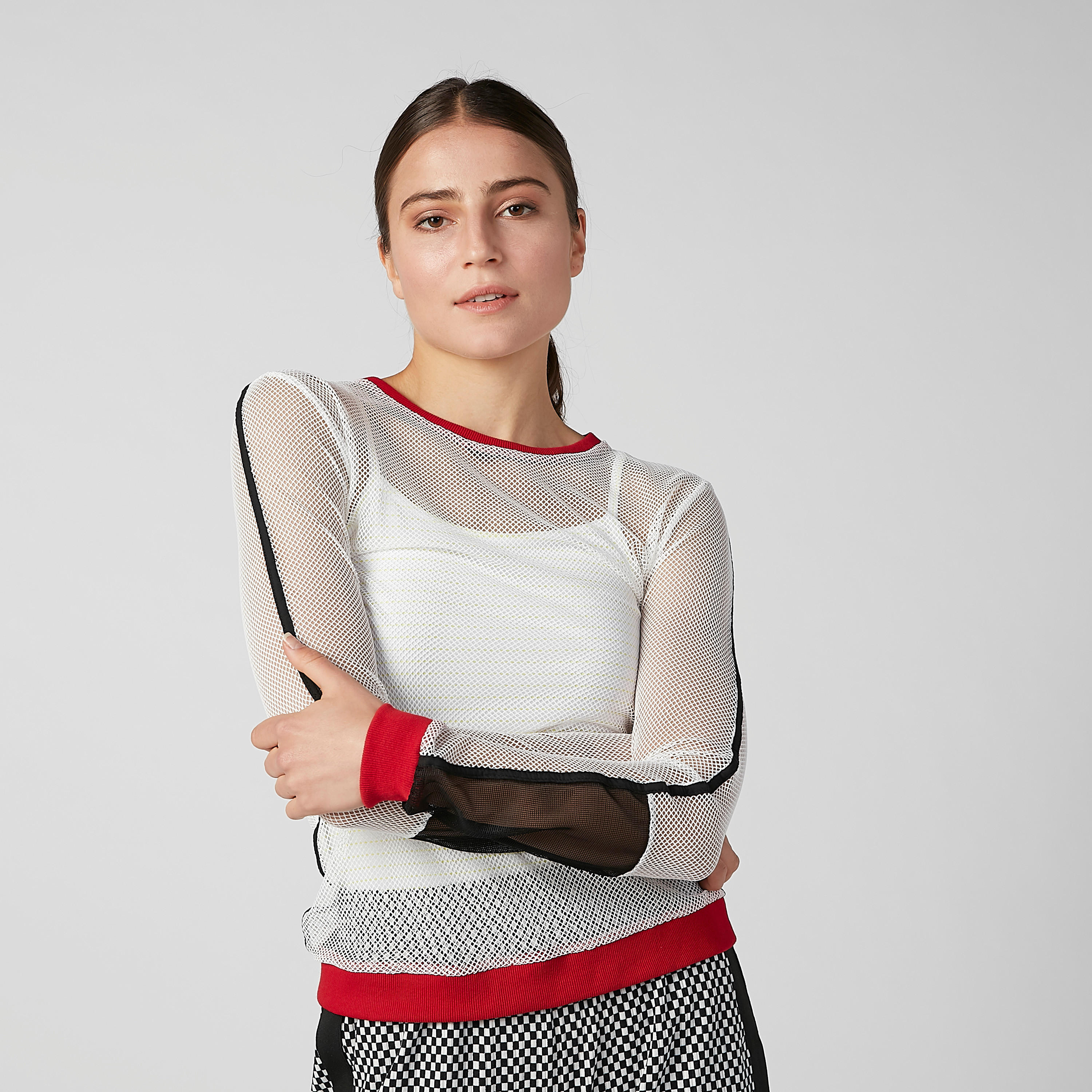 Textured Top with Round Neck and Long Sleeves-women-clothing-shirtsandblouses-blouses-image-2