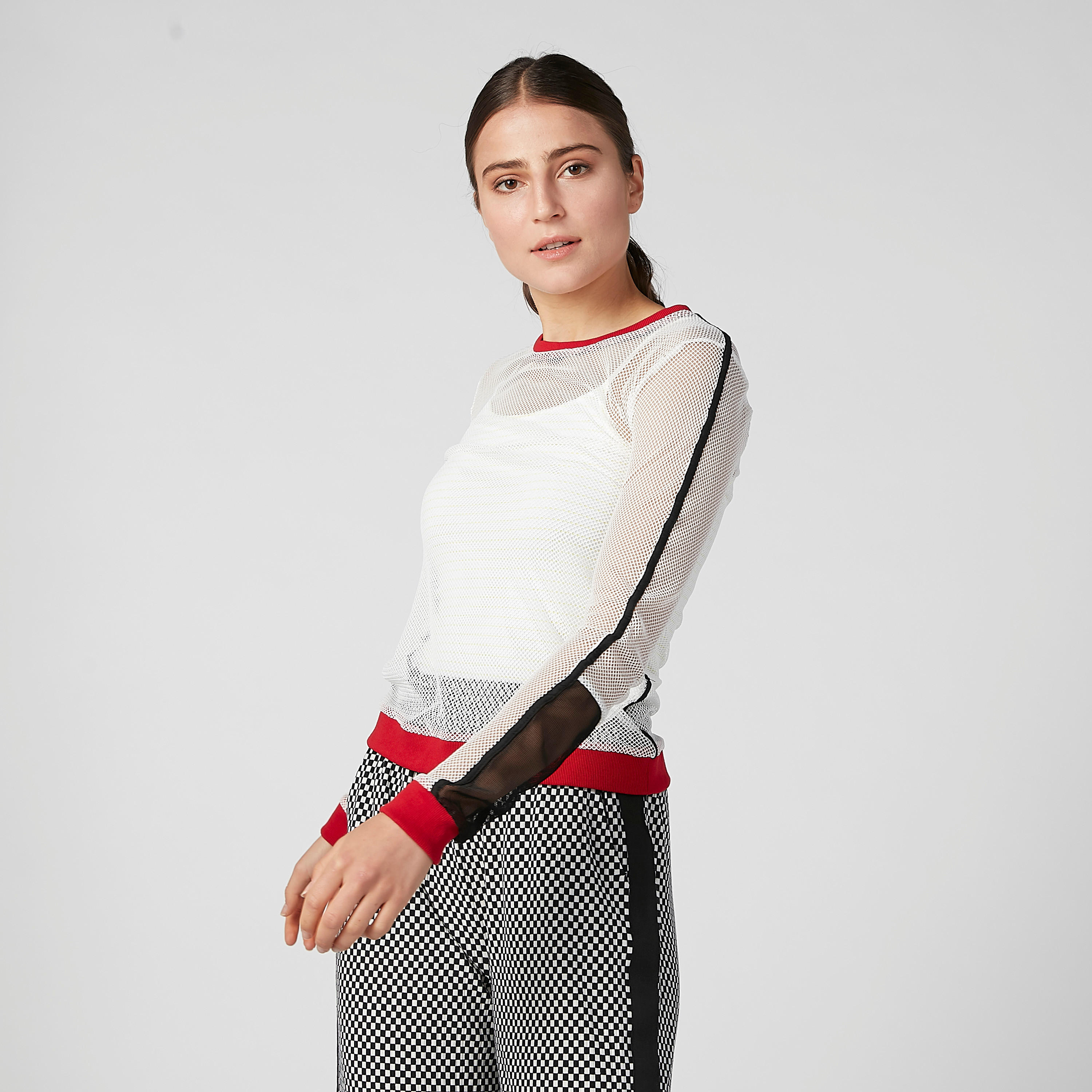 Textured Top with Round Neck and Long Sleeves-women-clothing-shirtsandblouses-blouses-image-4