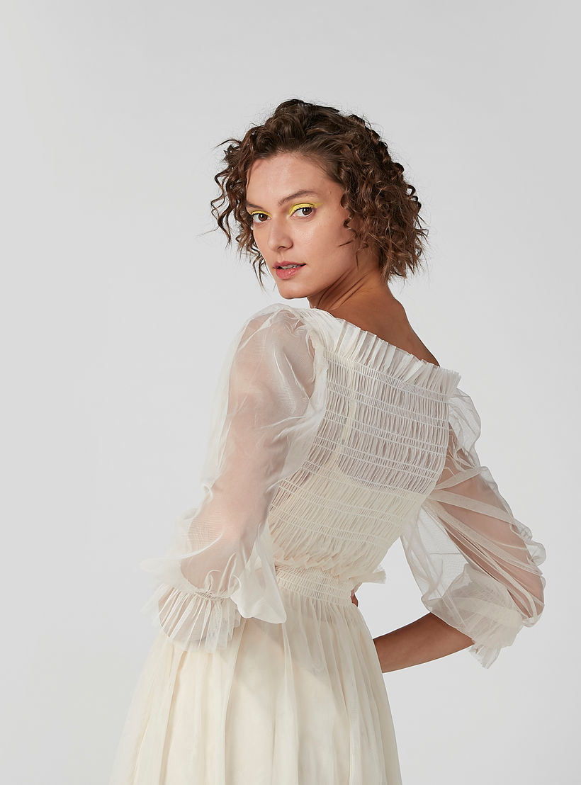 فستان إيه لاين ميدي بارز الملمس بأكمام 3/4 وتفاصيل مطرّزة-women-clothing-dresses-image-2