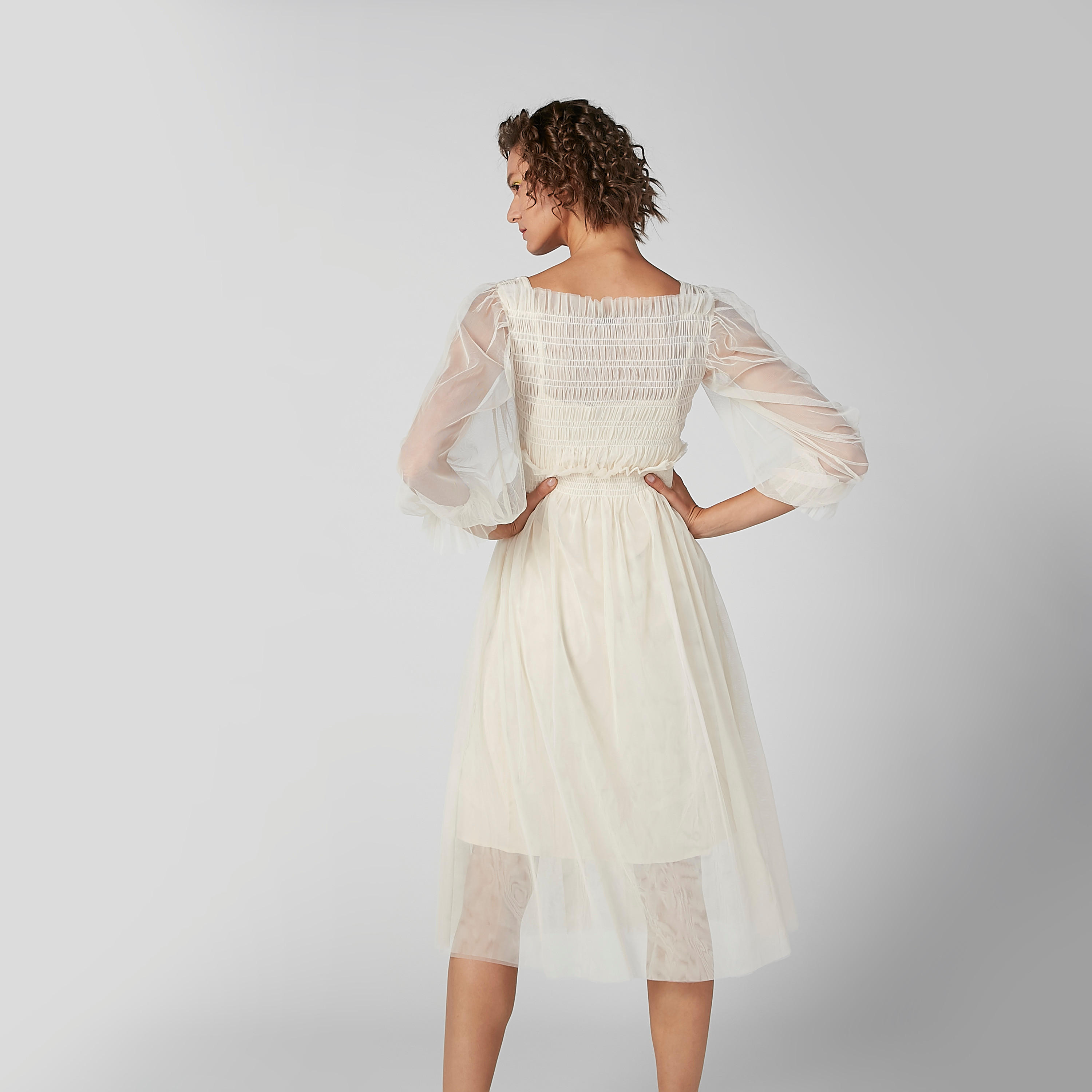 فستان إيه لاين ميدي بارز الملمس بأكمام 3/4 وتفاصيل مطرّزة-women-clothing-dresses-image-6