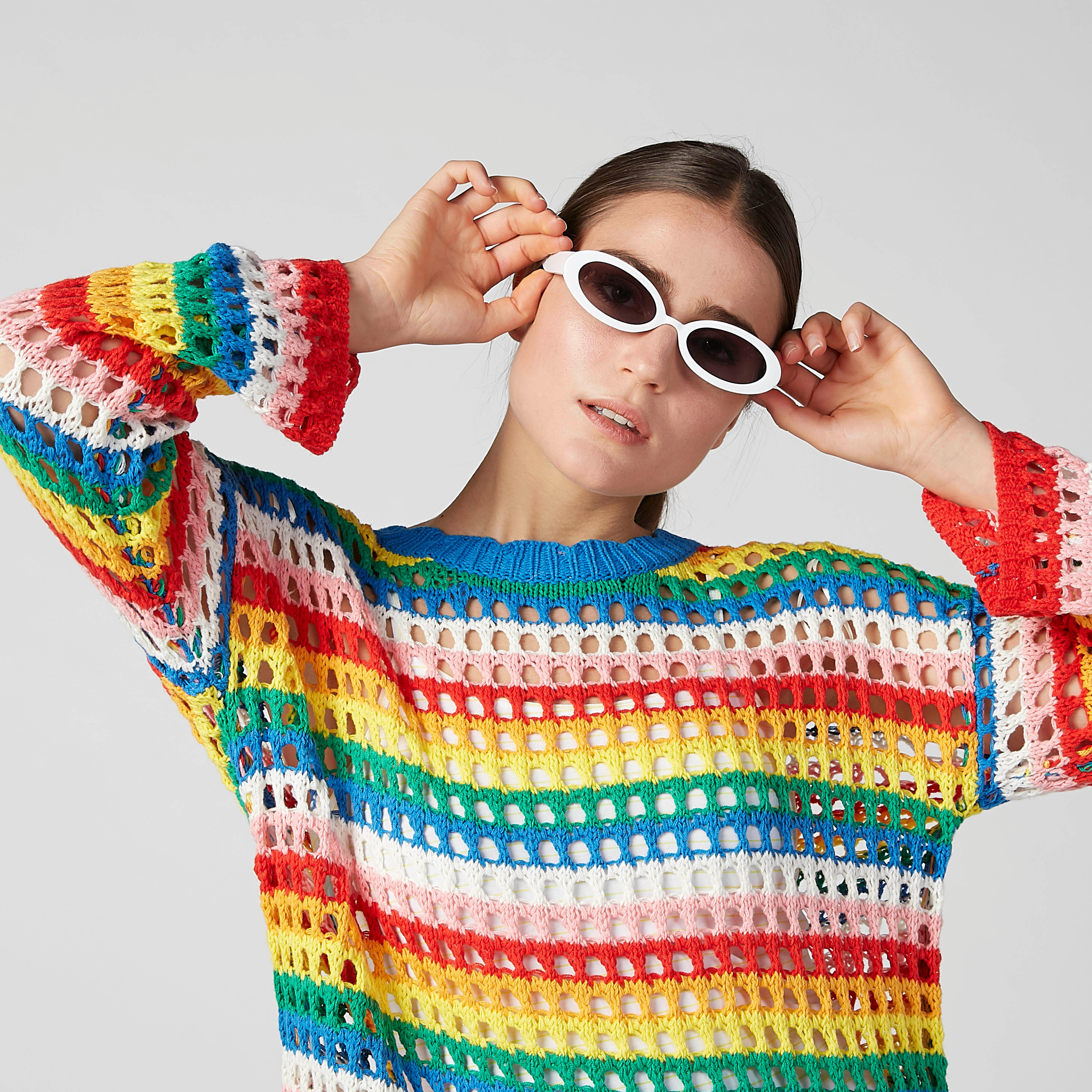 أفرول بارز الملمس بياقة مستديرة وأكتاف منسدلة-women-clothing-cardigansandjumpers-jumpers-image-2