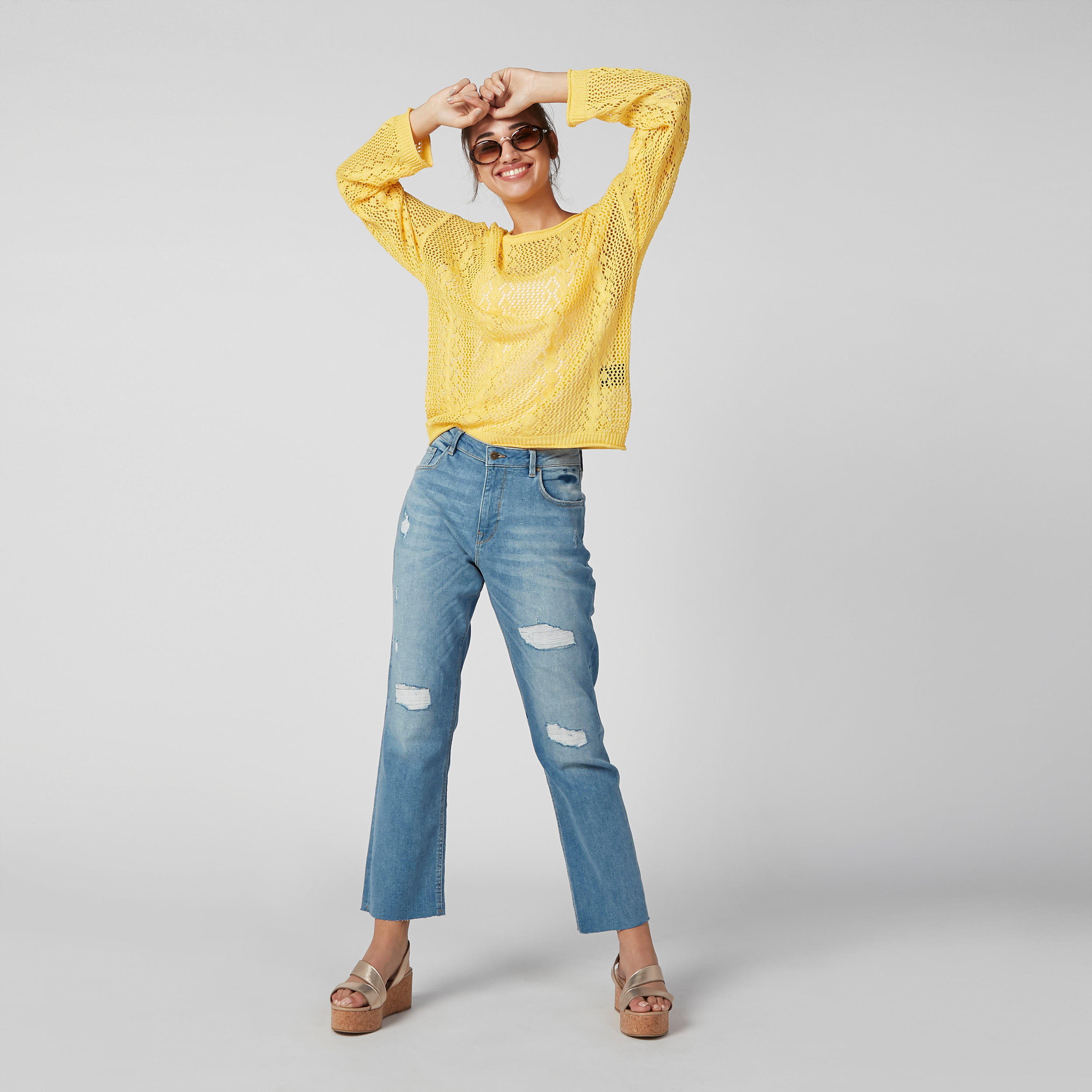أفرول بارز الملمس بياقة مستديرة وأكتاف منسدلة-women-clothing-cardigansandjumpers-jumpers-image-2
