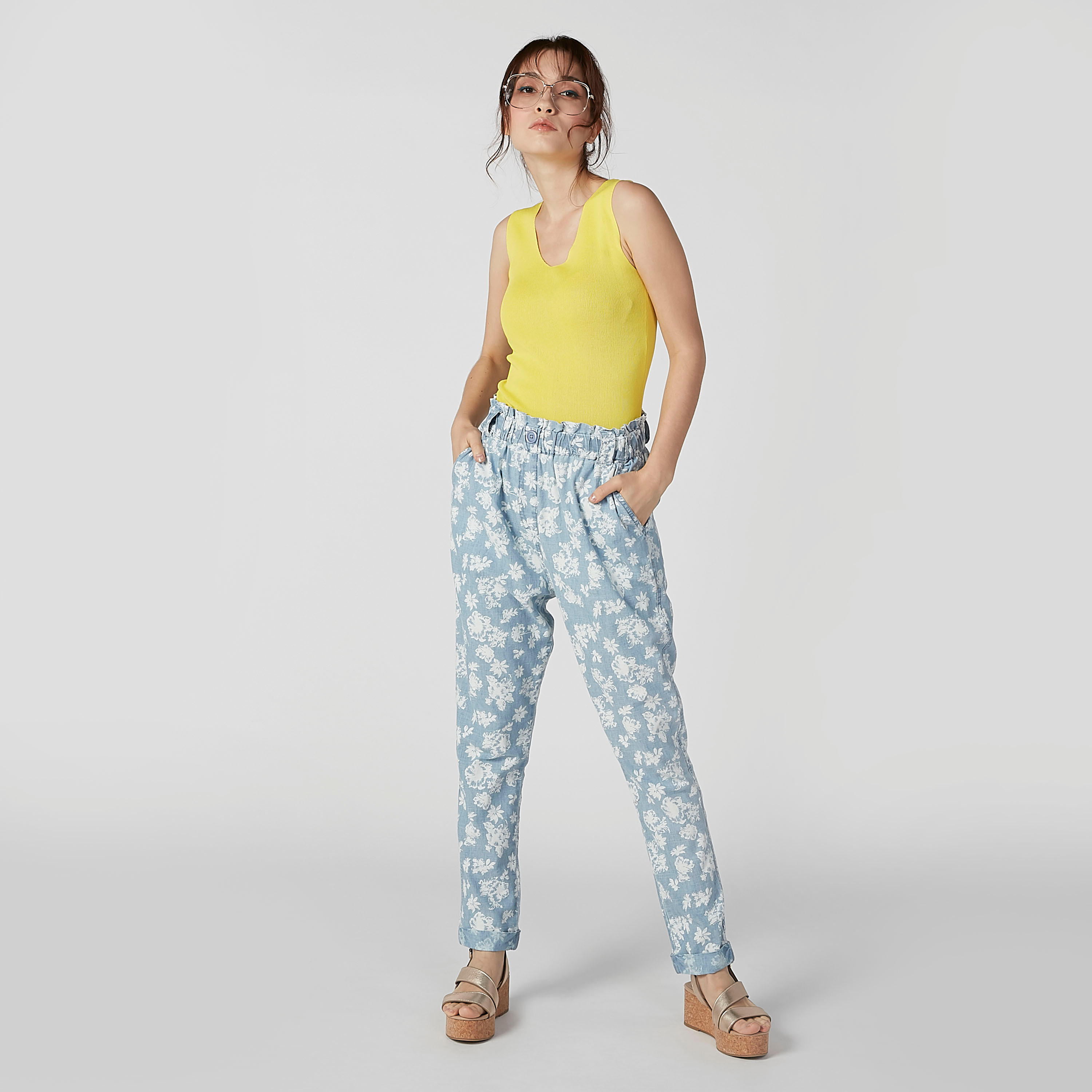 بلوزة بارزة الملمس دون أكمام بياقة V-women-clothing-shirtsandblouses-blouses-image-3