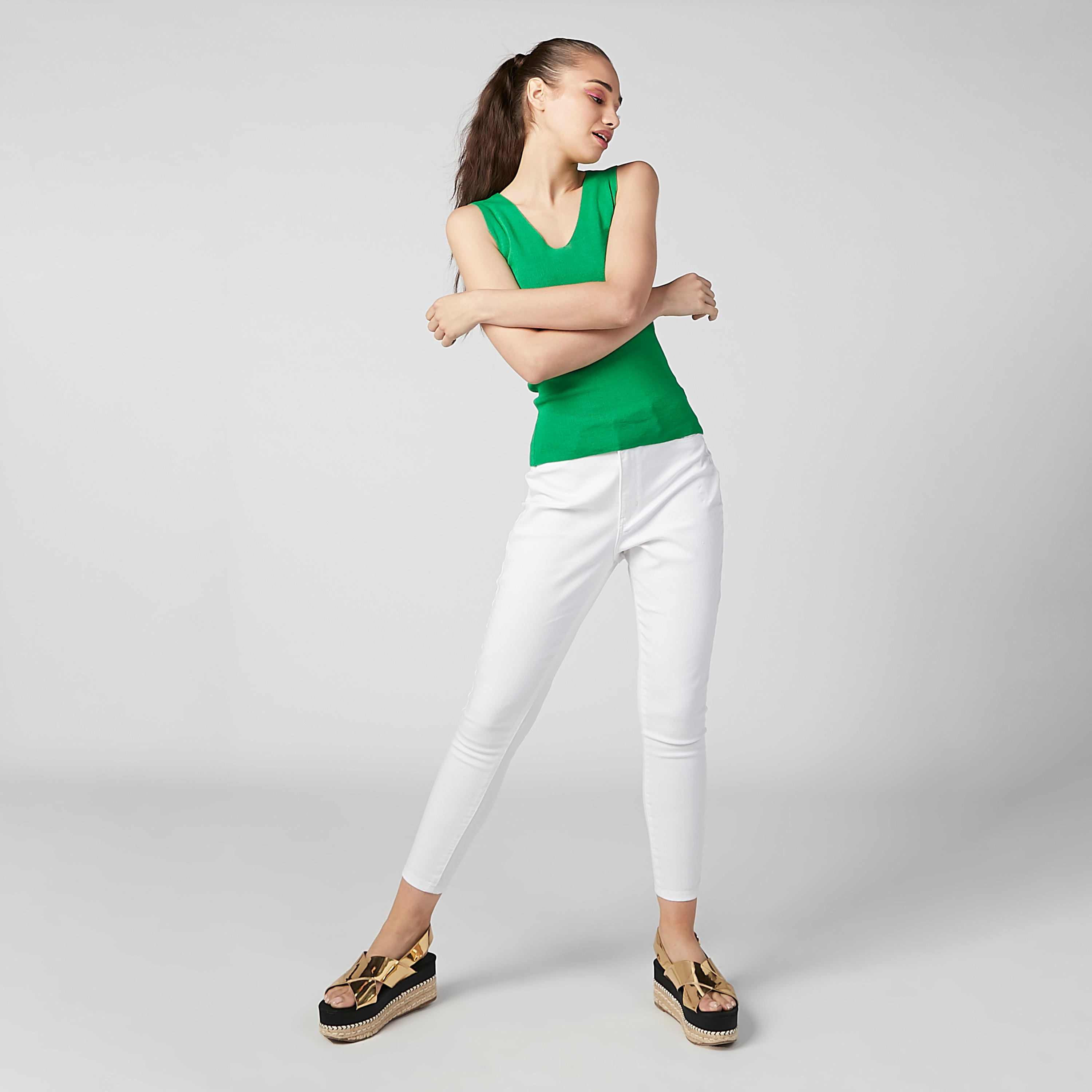 بلوزة بارزة الملمس دون أكمام بياقة V-women-clothing-shirtsandblouses-blouses-image-5