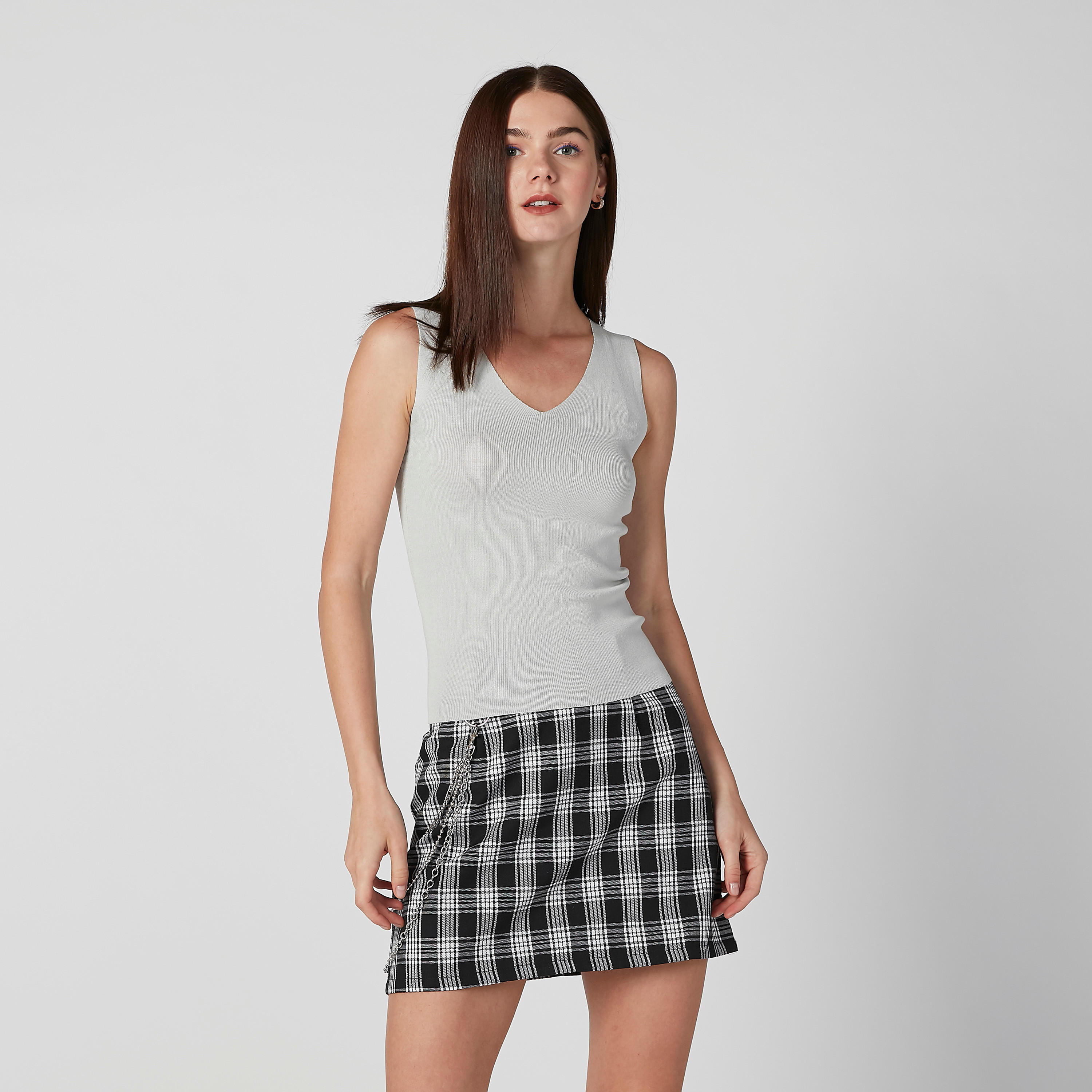 بلوزة بارزة الملمس دون أكمام بياقة V-women-clothing-shirtsandblouses-blouses-image-3