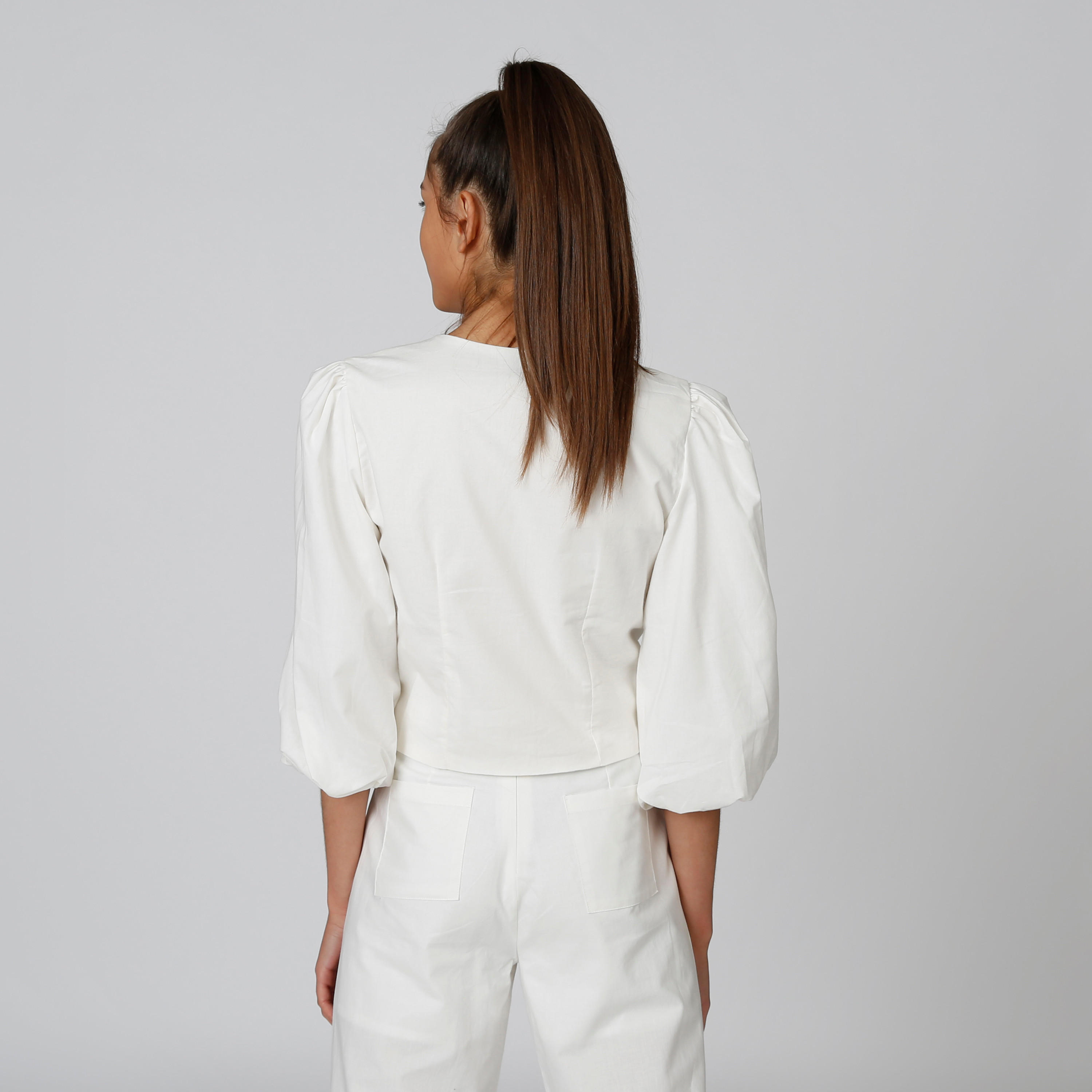 Plain Top with V-neck and Tie Ups-women-clothing-shirtsandblouses-blouses-image-2