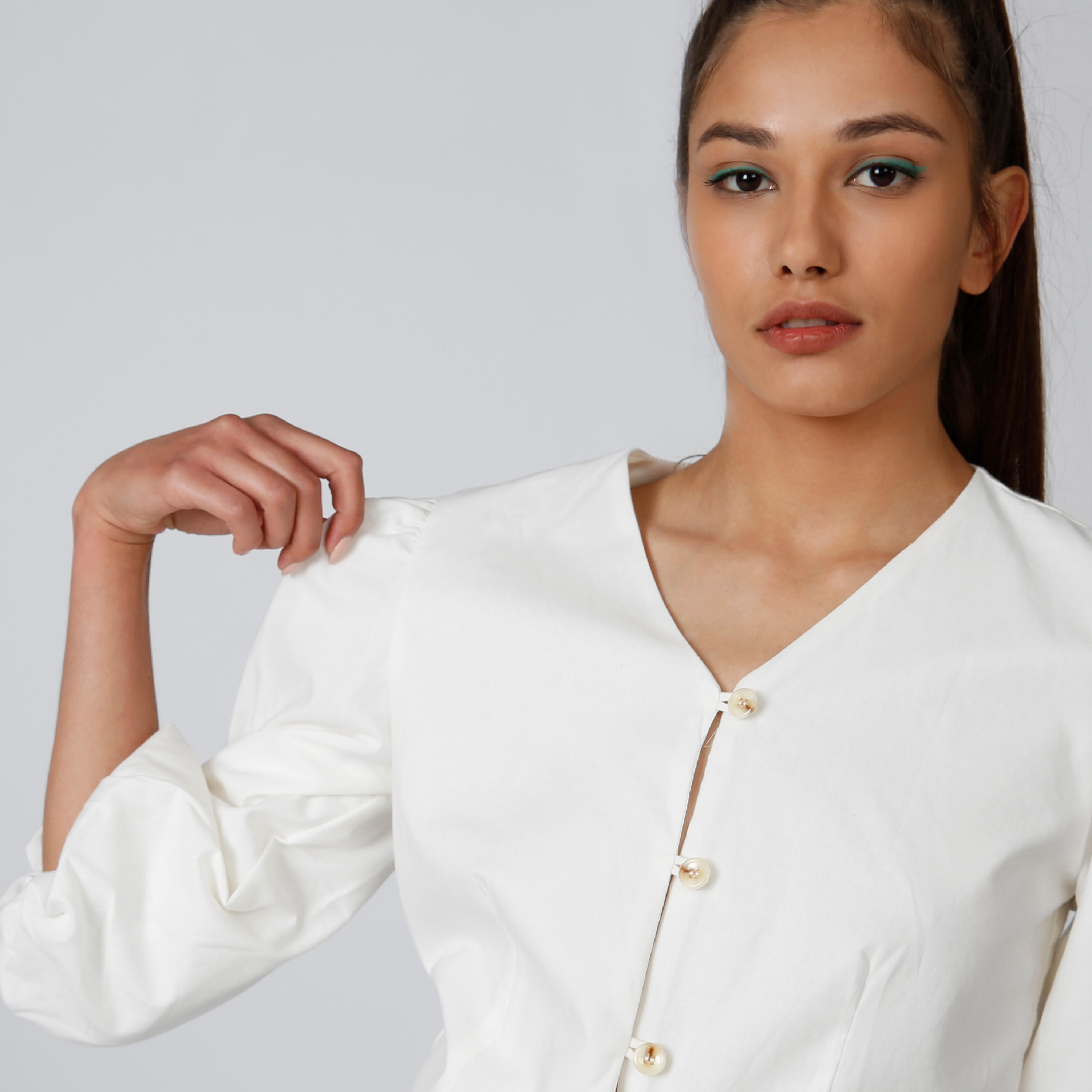 Plain Top with V-neck and Tie Ups-women-clothing-shirtsandblouses-blouses-image-5