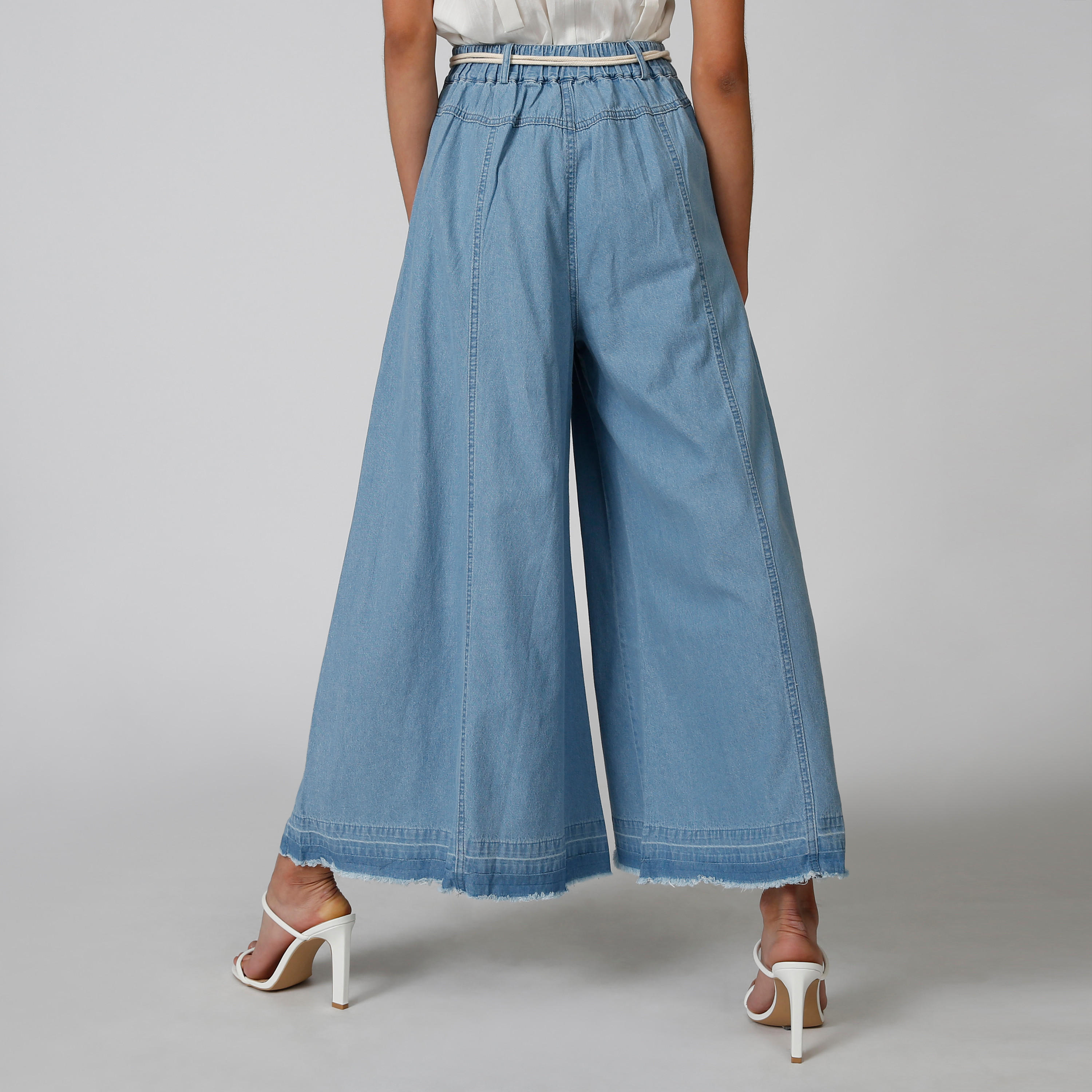 بنطلون بالازو دينم بقصّة واسعة وجيوب-women-clothing-bottoms-trousers-image-2