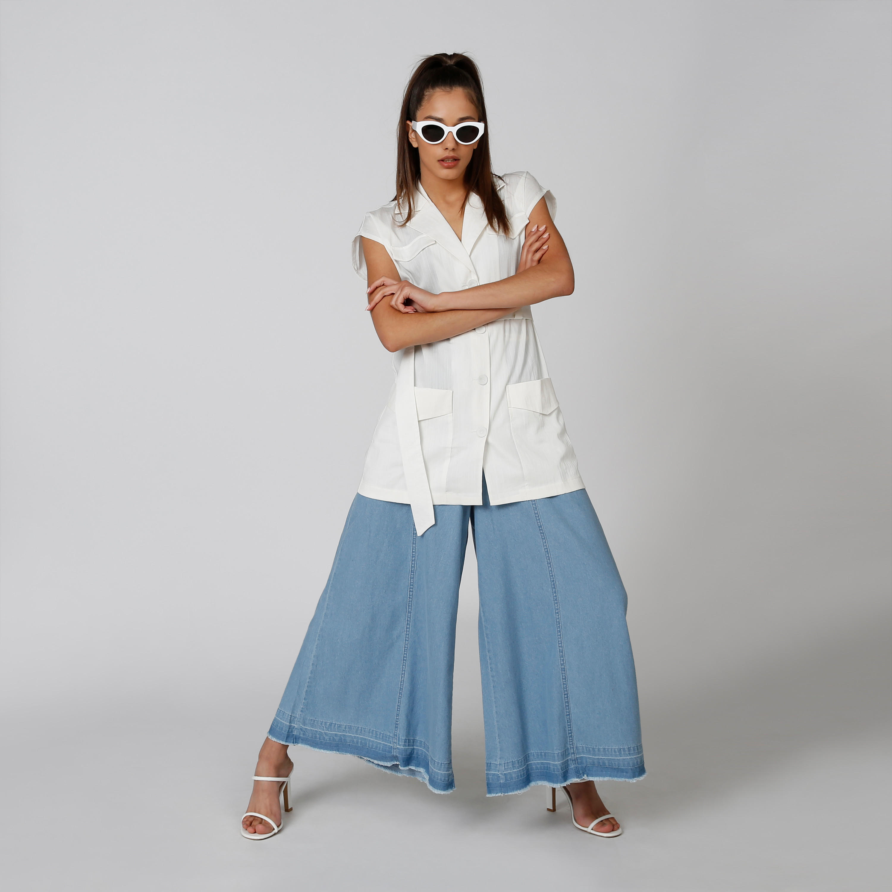 بنطلون بالازو دينم بقصّة واسعة وجيوب-women-clothing-bottoms-trousers-image-4