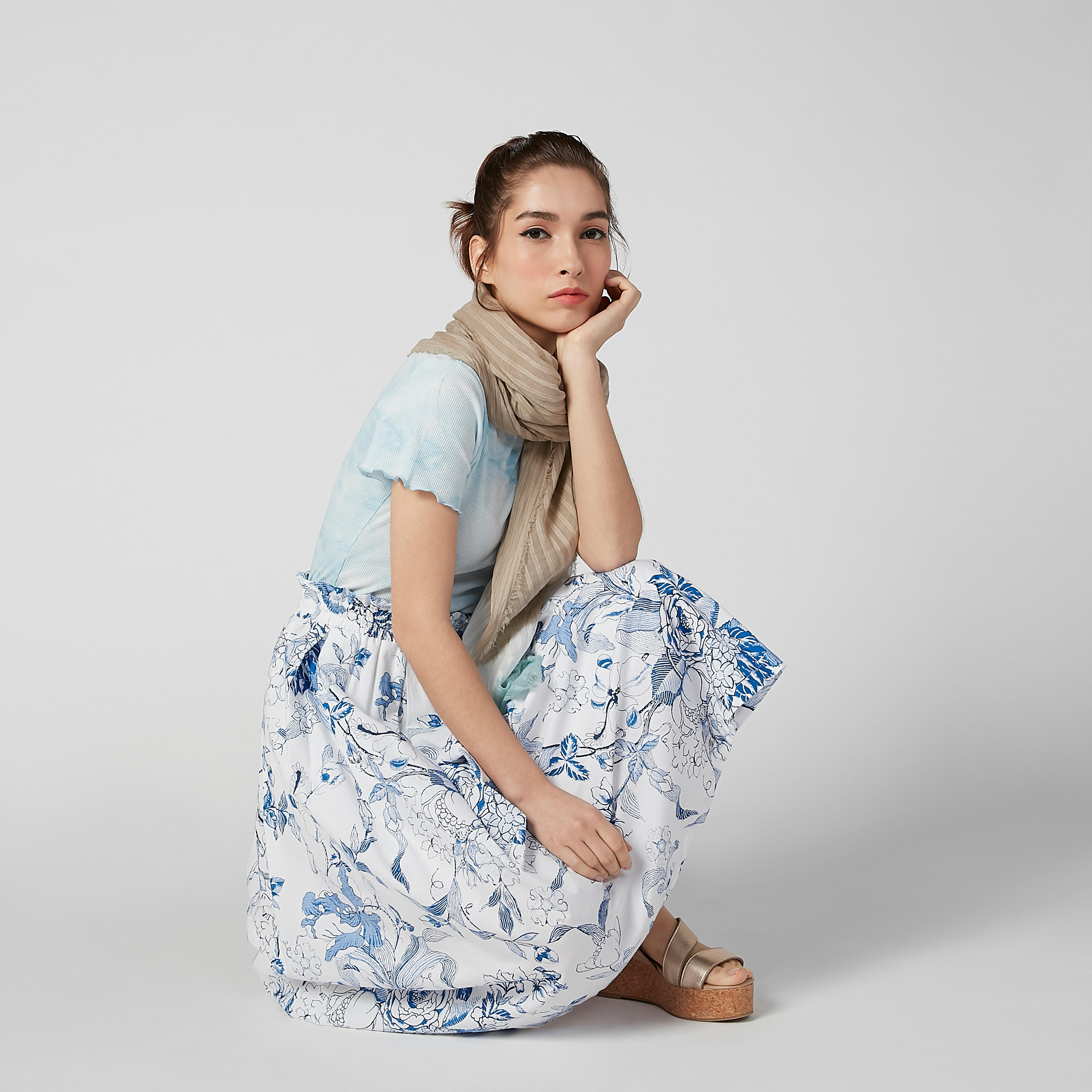 تيشيرت سكيني بارز الملمس بياقة مستديرة وأكمام قصيرة-women-clothing-tshirts-image-1