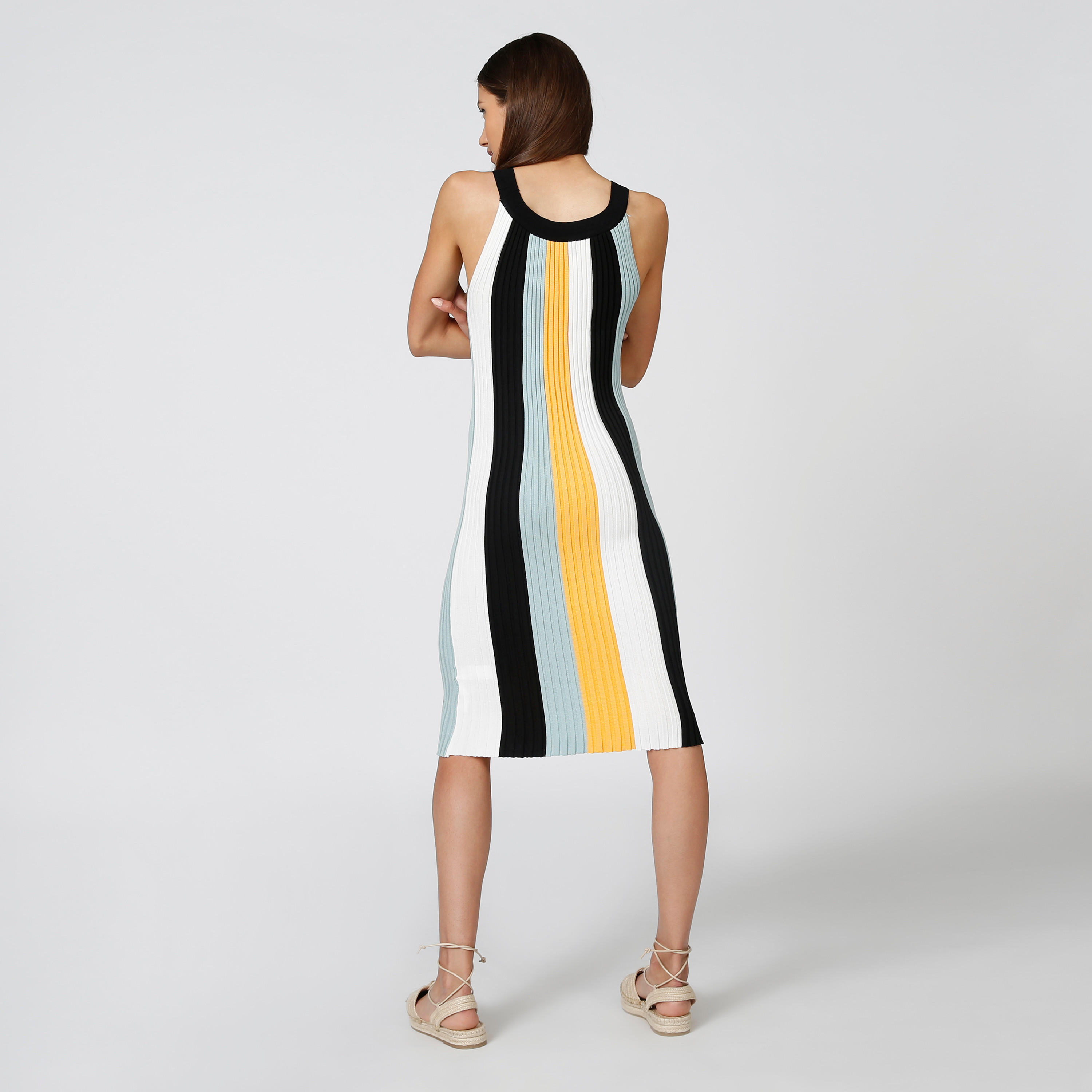 فستان ميدي واسع مقلّم دون أكمام بياقة مستديرة-women-clothing-dresses-image-2