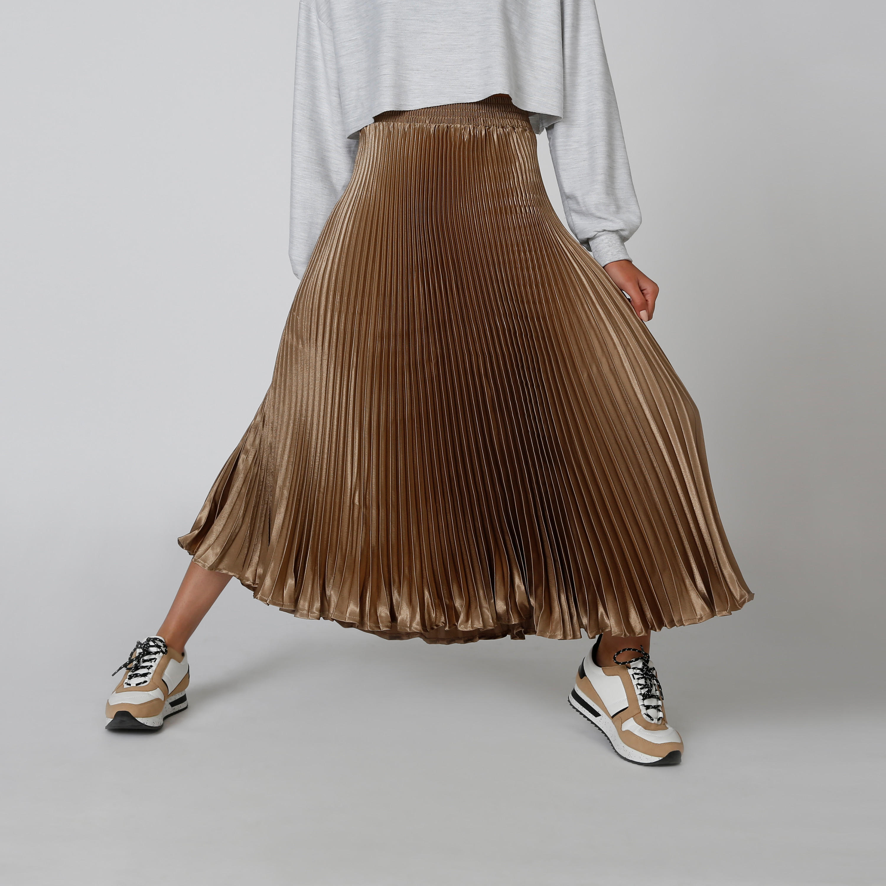 تنورة ميدي إيه لاين بخصر مطّاطي وثنيات-women-clothing-bottoms-skirts-image-1
