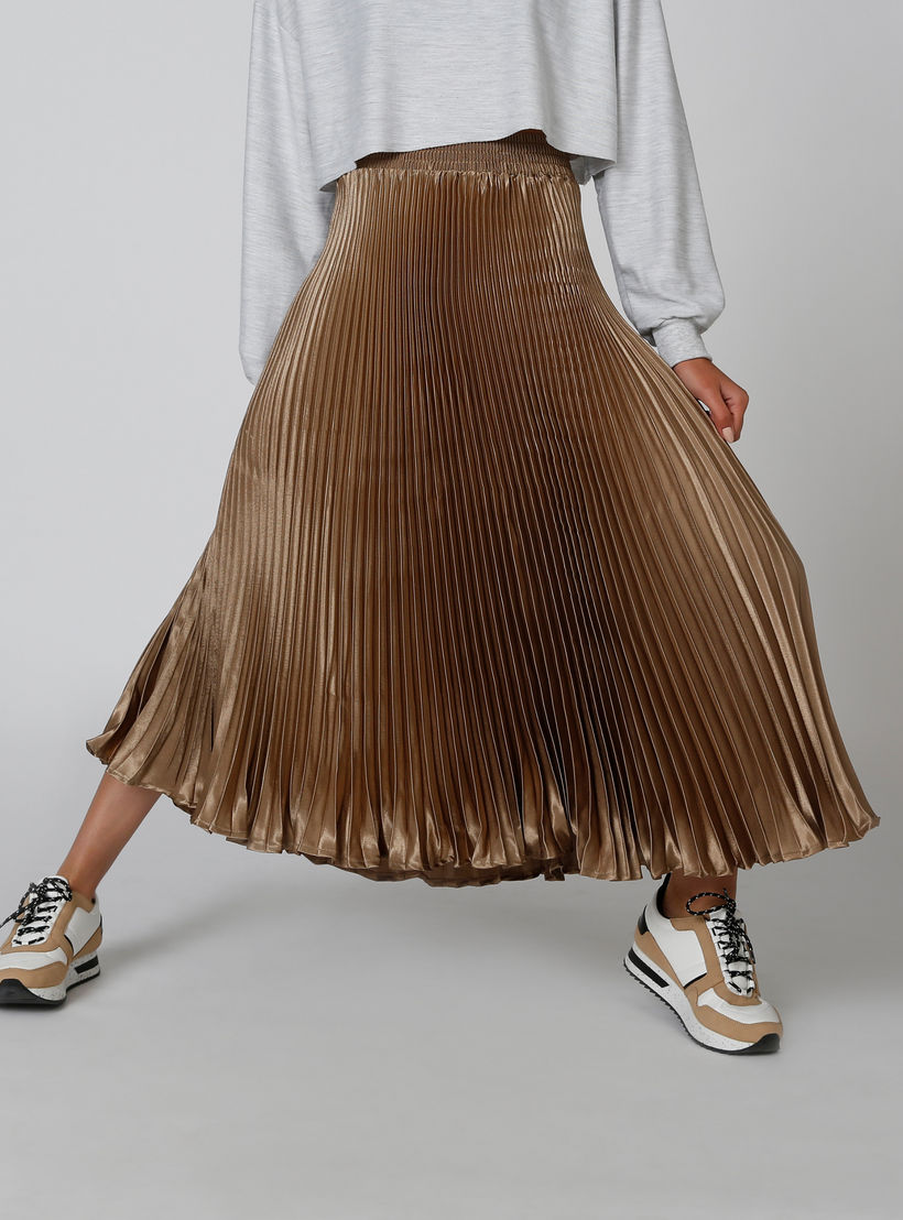 تنورة ميدي إيه لاين بخصر مطّاطي وثنيات-women-clothing-bottoms-skirts-image-1