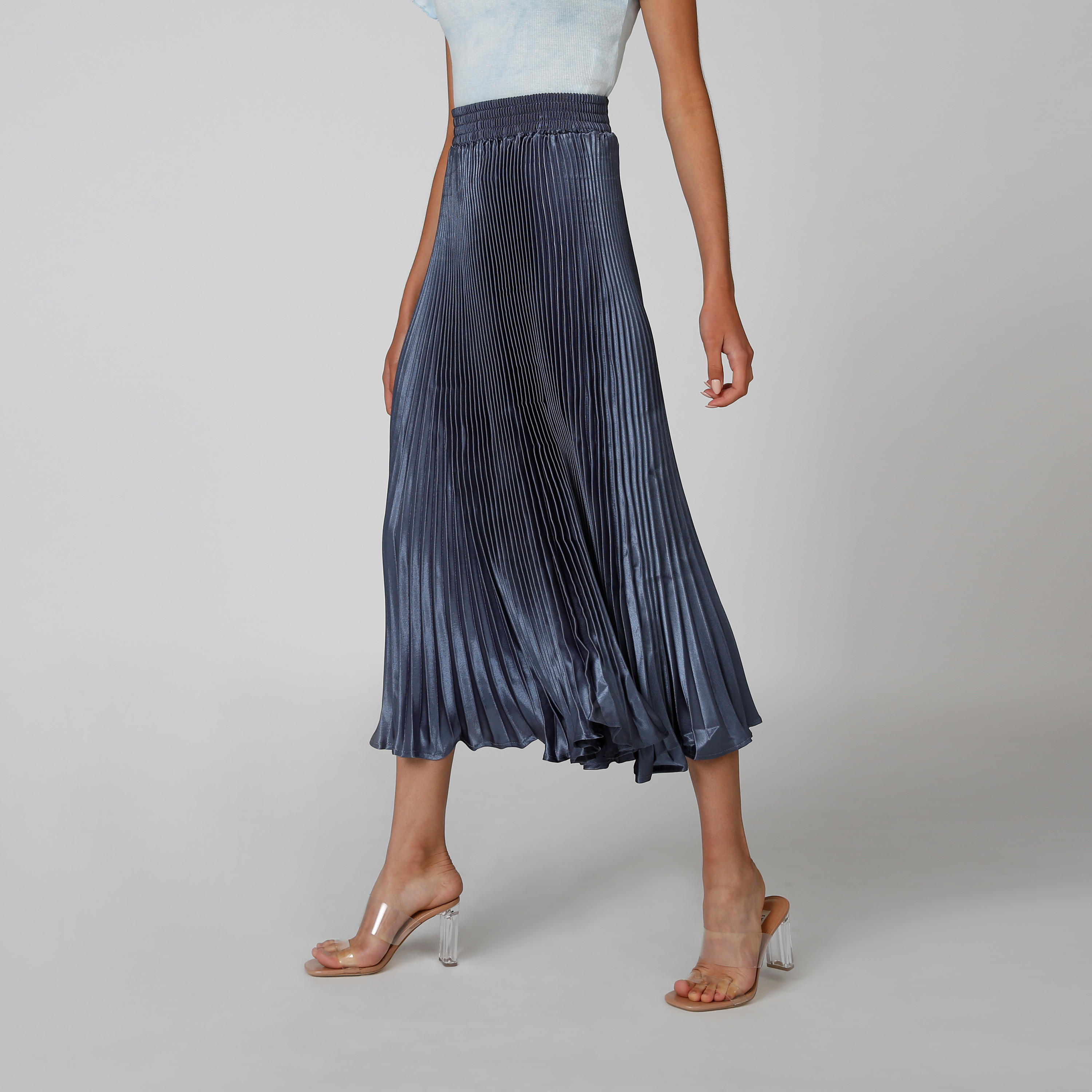 تنورة ميدي إيه لاين بخصر مطّاطي وثنيات-women-clothing-bottoms-skirts-image-1