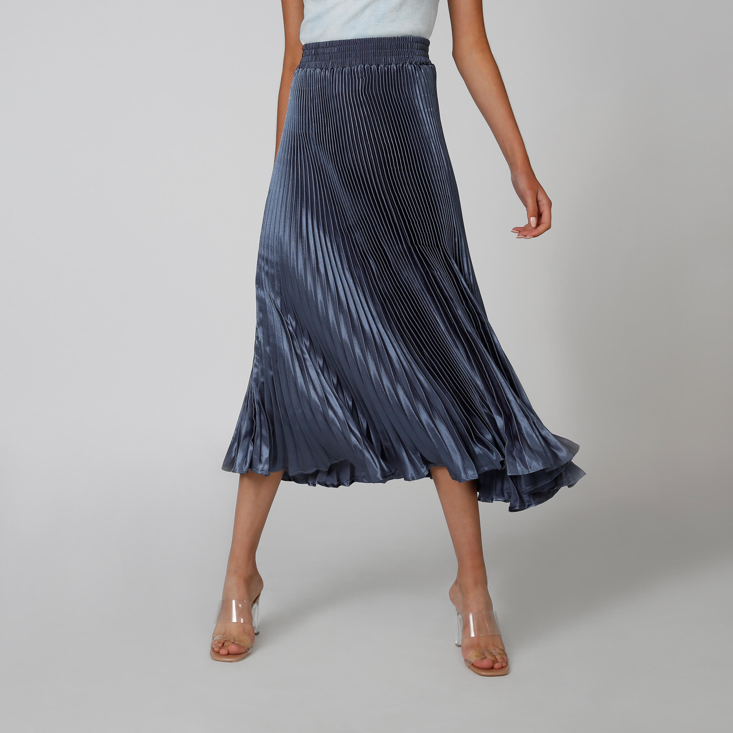 تنورة ميدي إيه لاين بخصر مطّاطي وثنيات-women-clothing-bottoms-skirts-image-3