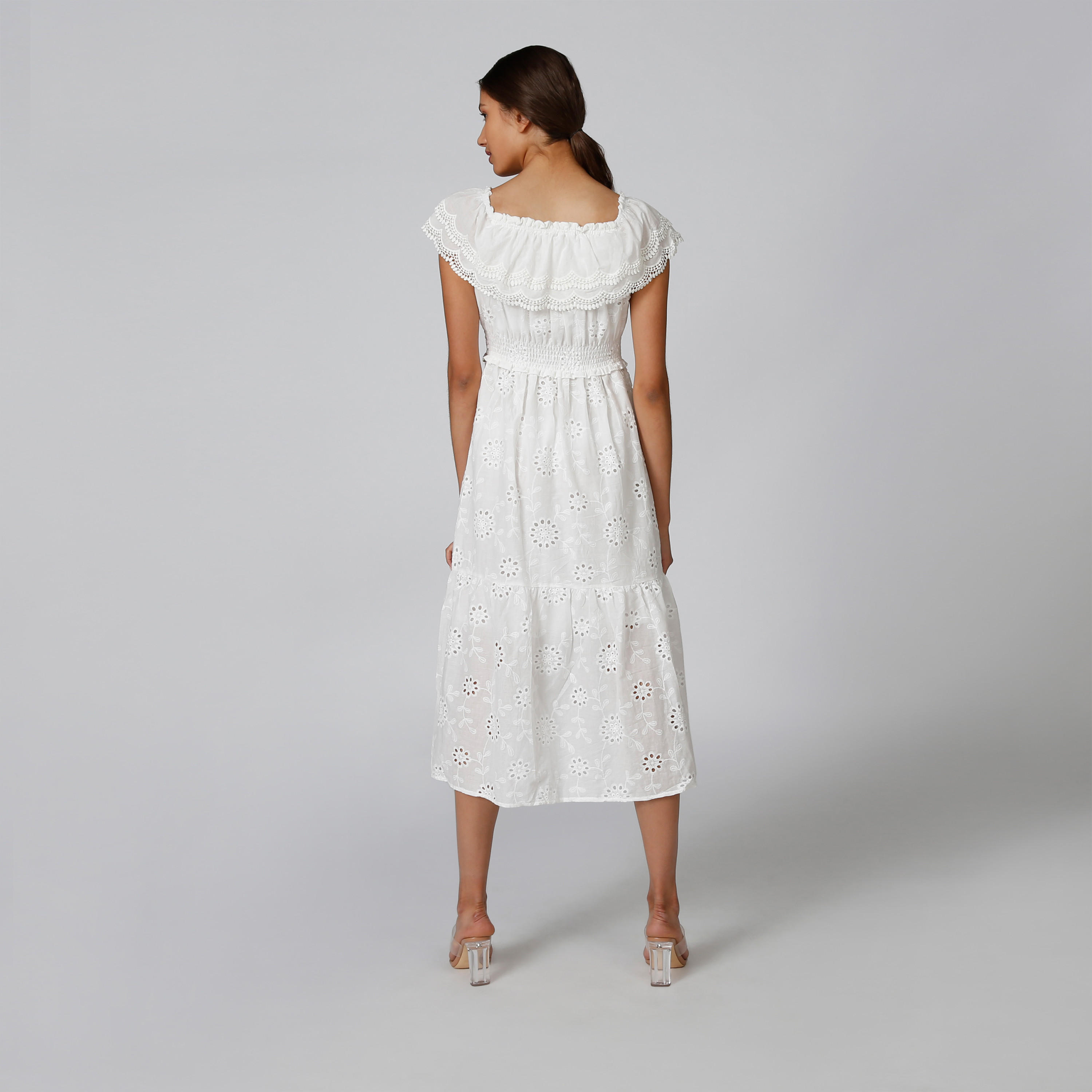 فستان ميدي شيفلي بأكمام كاب ودرزات-women-clothing-dresses-image-2