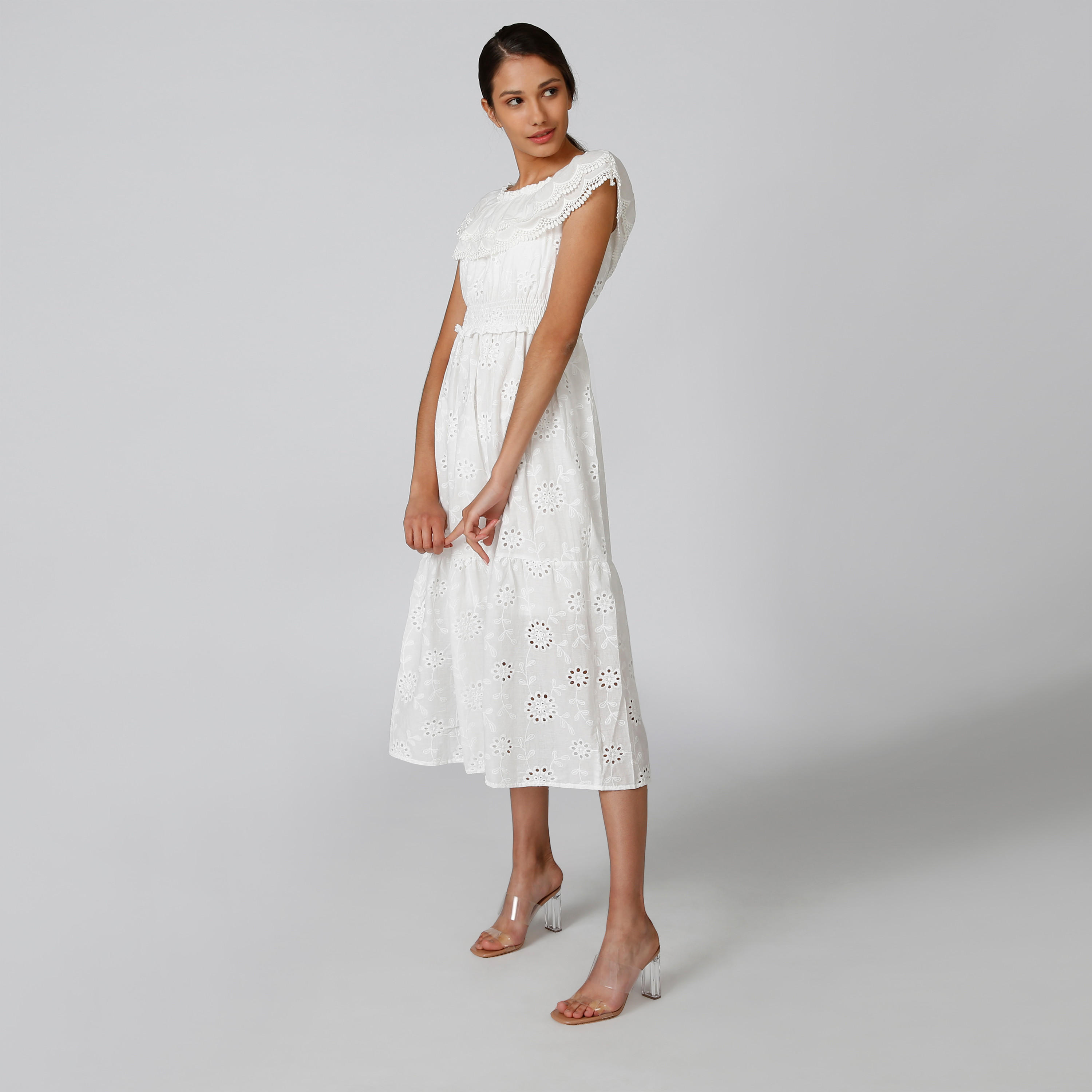 فستان ميدي شيفلي بأكمام كاب ودرزات-women-clothing-dresses-image-3