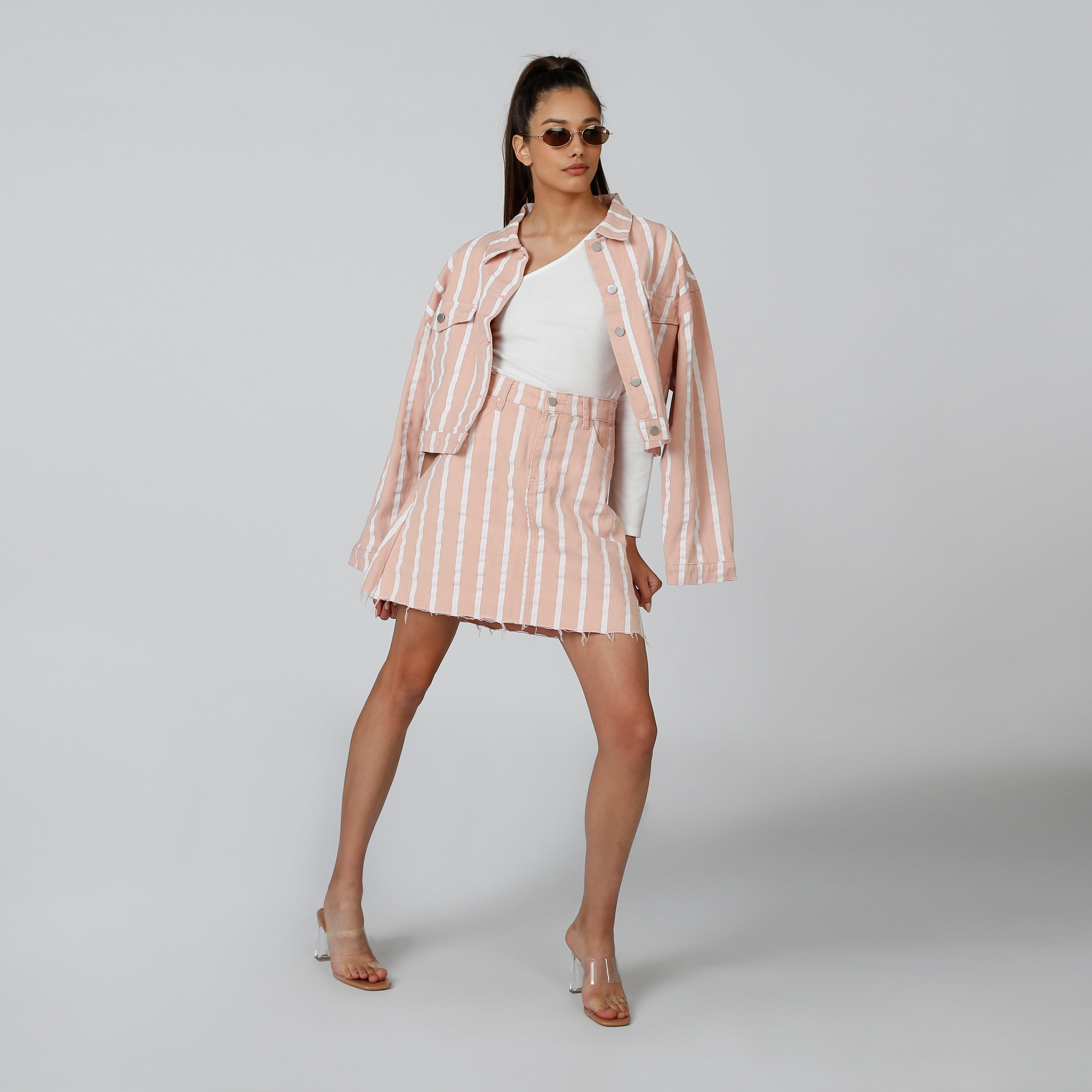 بلوزة سكيني بارزة الملمس بكم واحد-women-clothing-shirtsandblouses-blouses-image-4