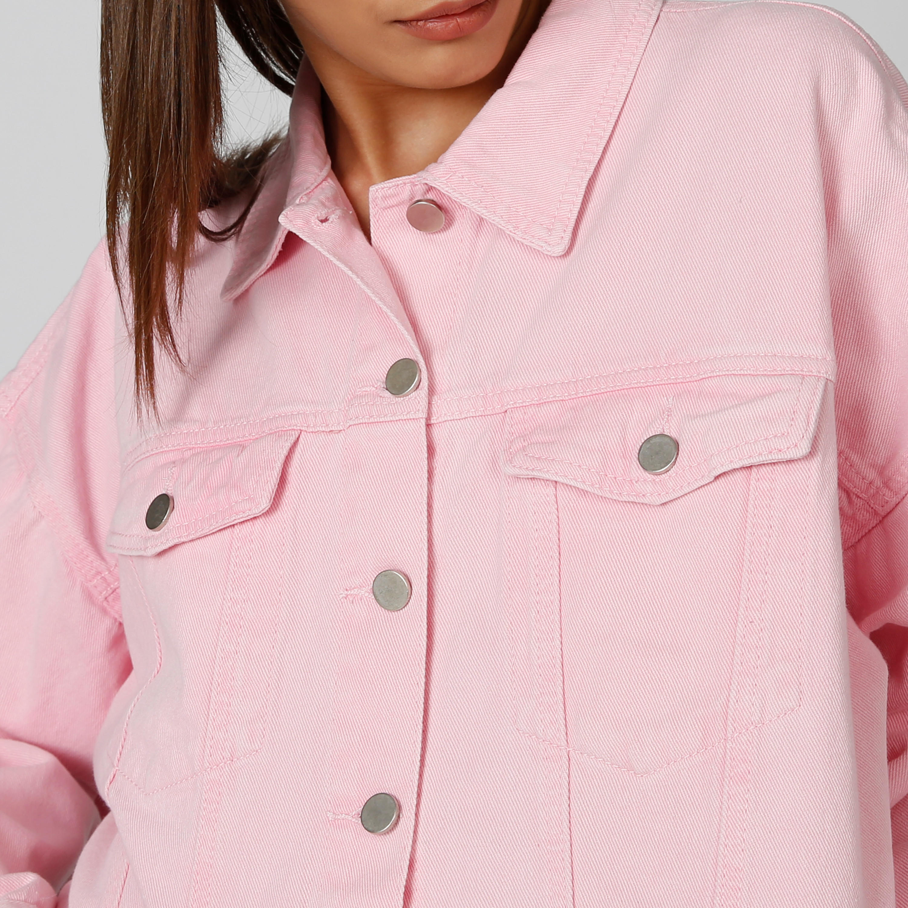 جاكيت دينم سادة بأكمام طويلة وجيوب بطيّة-women-winterwear-coatsandjackets-jackets-image-1