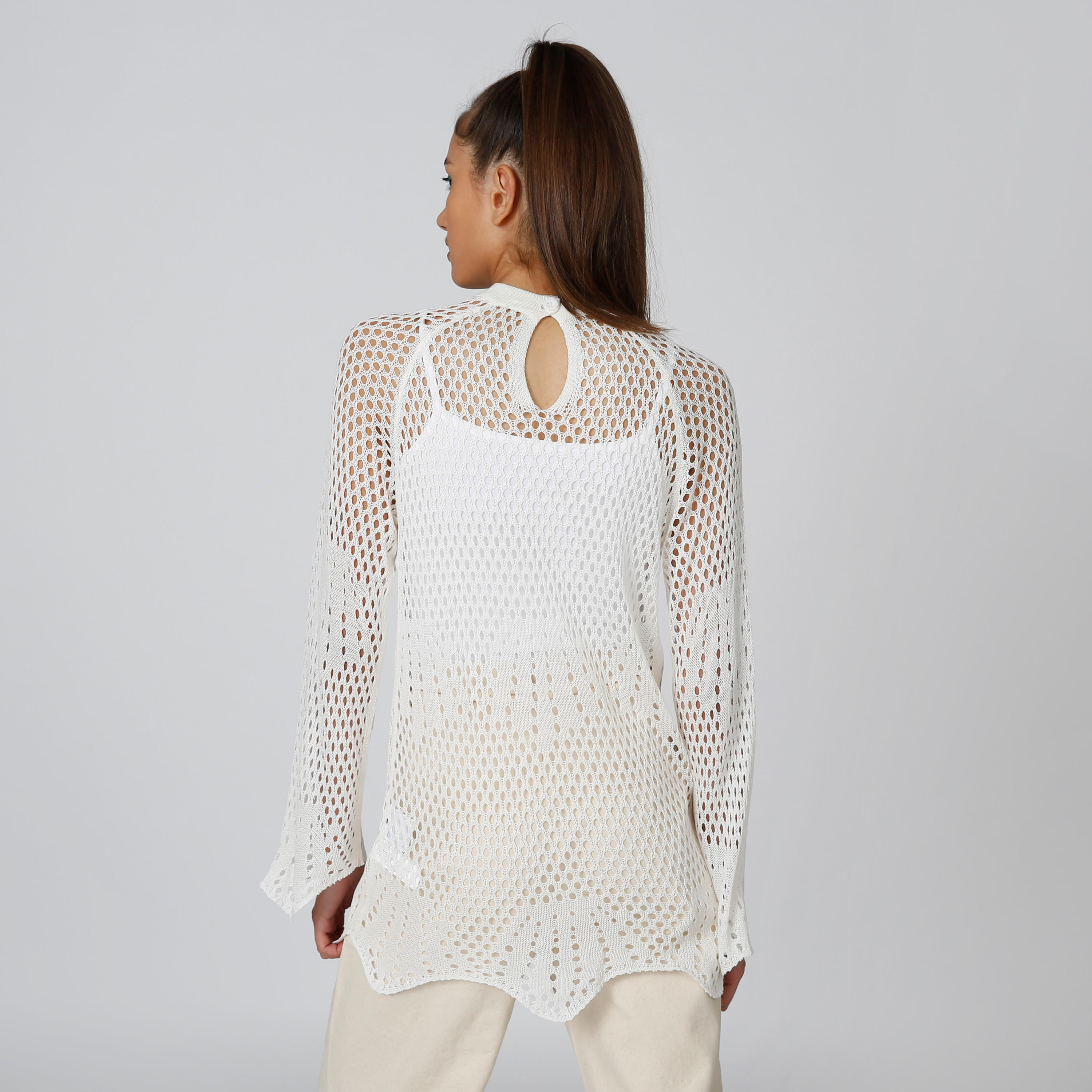 بلوزة دانتيل بياقة عالية وأكمام طويلة-women-clothing-shirtsandblouses-blouses-image-5