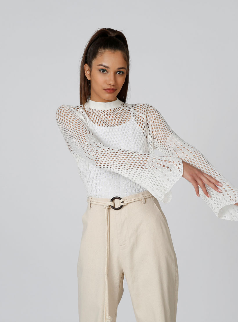 بلوزة دانتيل بياقة عالية وأكمام طويلة-women-clothing-shirtsandblouses-blouses-image-4