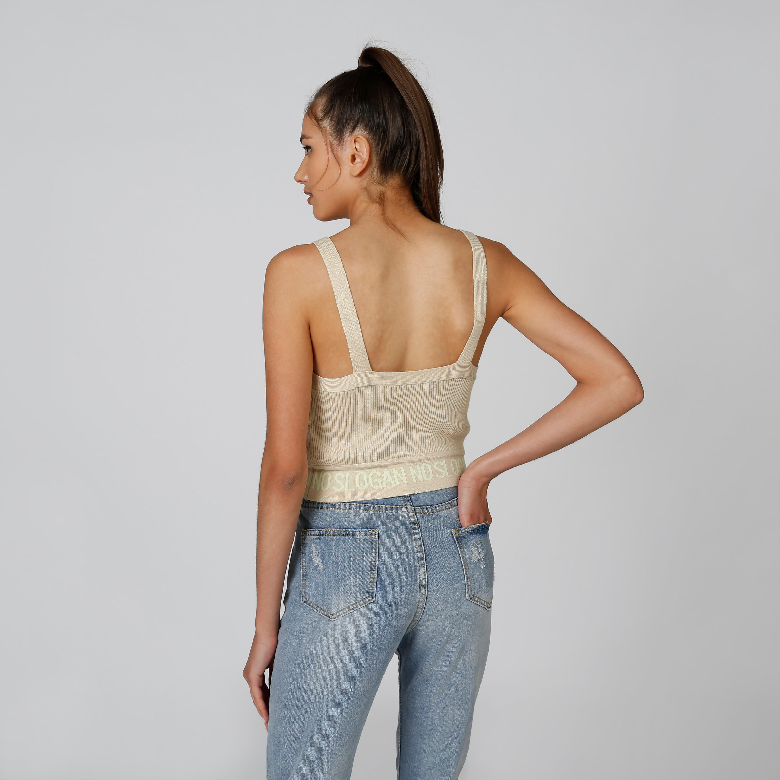 Textured Sleeveless Top with V-neck and Printed Hem-women-clothing-shirtsandblouses-blouses-image-2