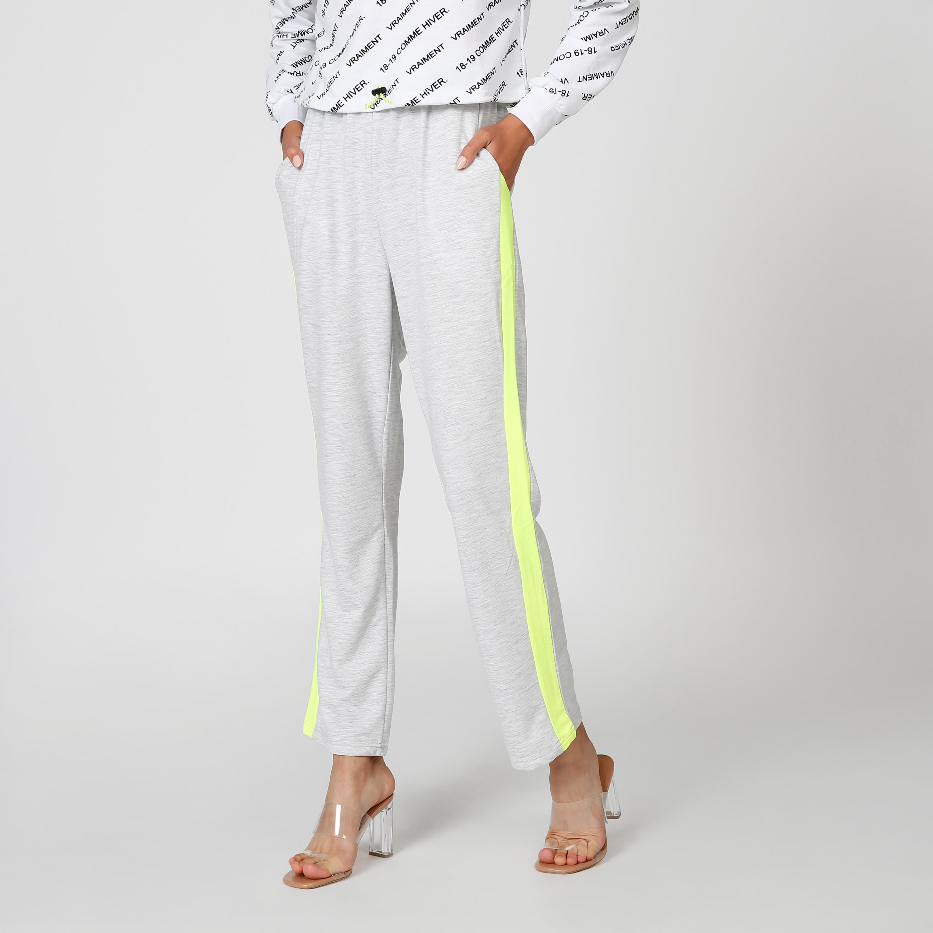 بنطلون سادة بخصر مرن وجيوب وشريطة-women-clothing-bottoms-trousers-image-1