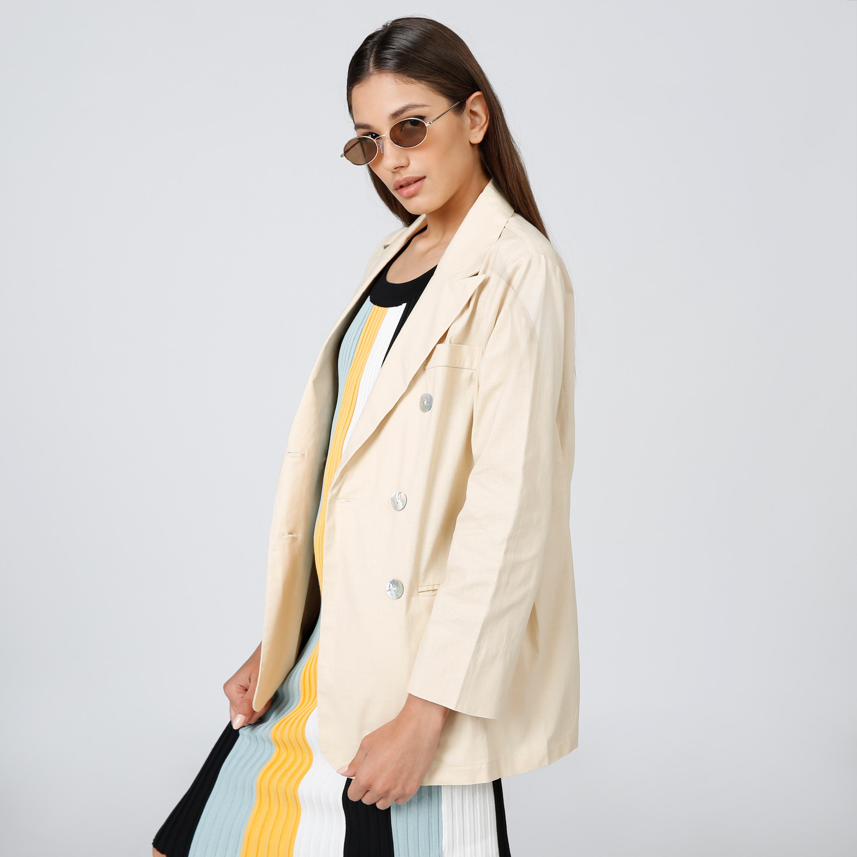 بليزر بياقة طويلة وأكمام طويلة من تو إكستريمز-women-clothing-coatsandjackets-blazers-image-1
