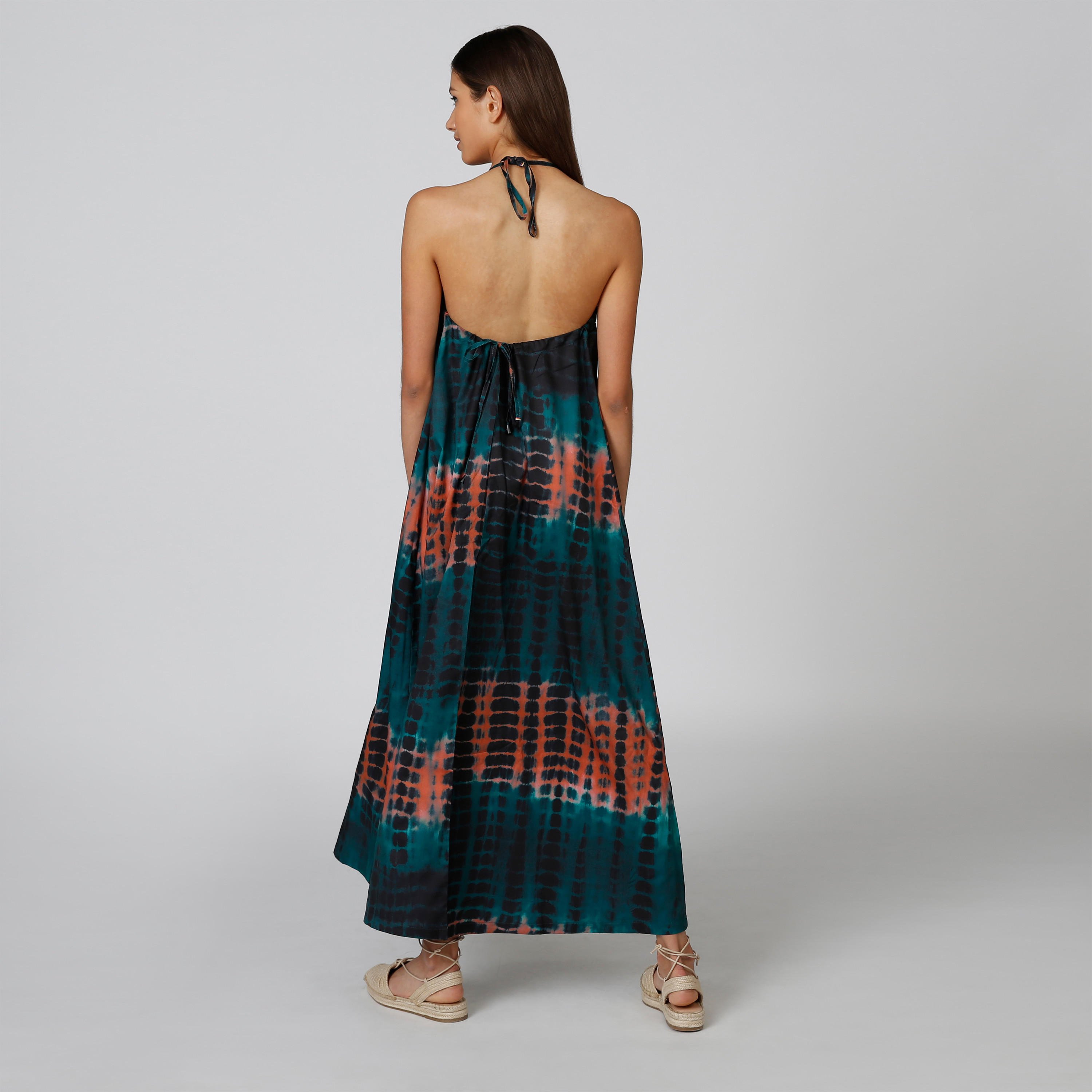 فستان طويل إيه لاين دون أكمام بأربطة وطبعات-women-clothing-dresses-image-2