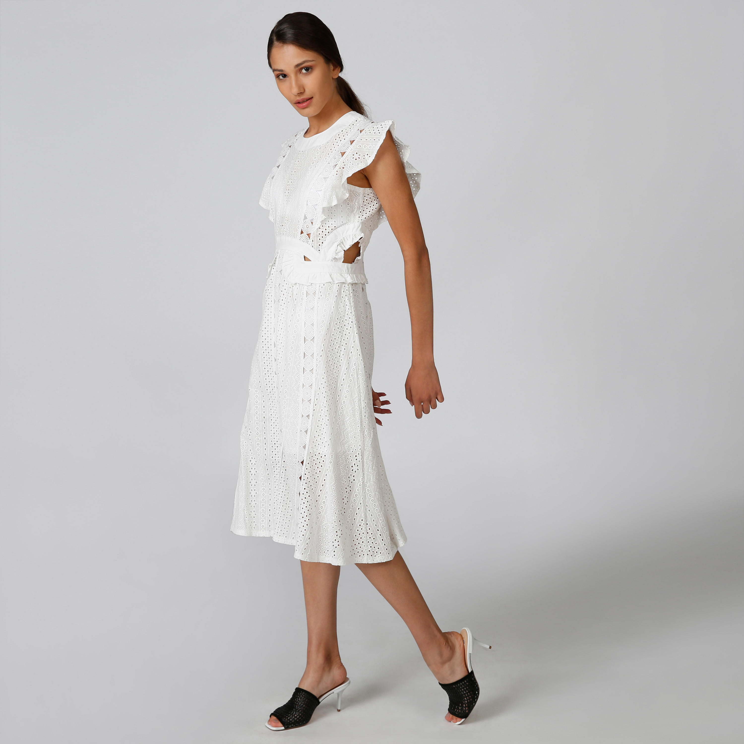 فستان شيفلي طويل إيه لاين بتفاصيل كشكش-women-clothing-dresses-image-3