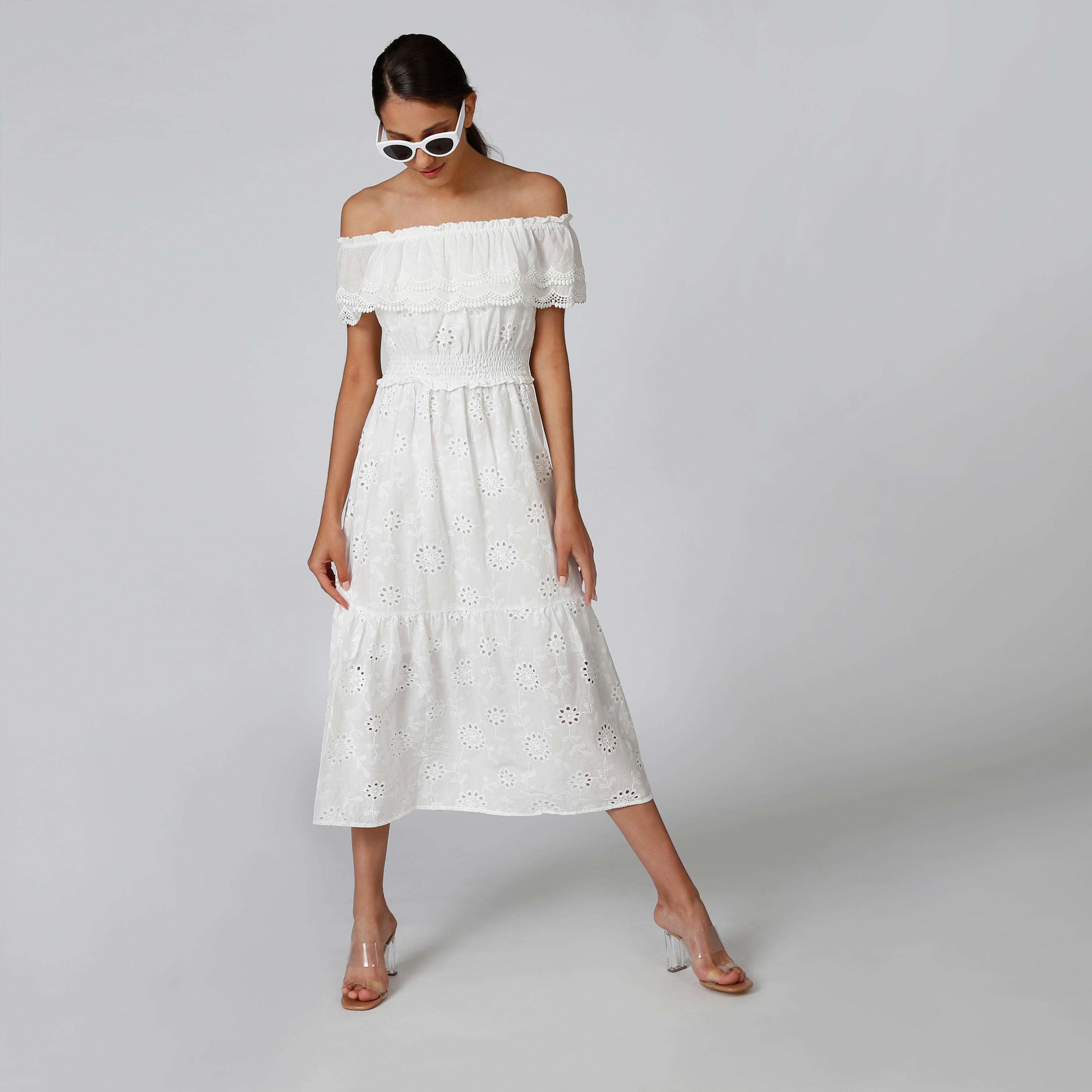 فستان شيفلي طويل إيه لاين بتفاصيل كشكش-women-clothing-dresses-image-4