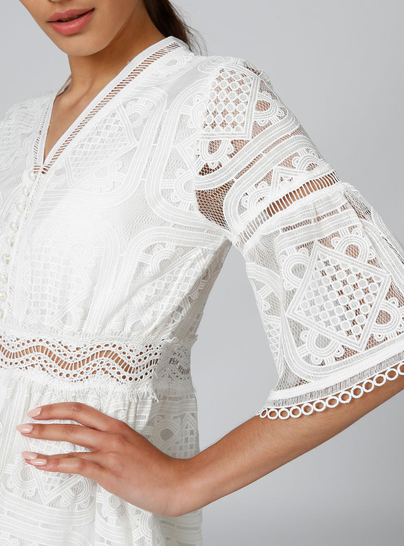 Textured Midi A-line Dress with Short Sleeves-women-clothing-dresses-image-5