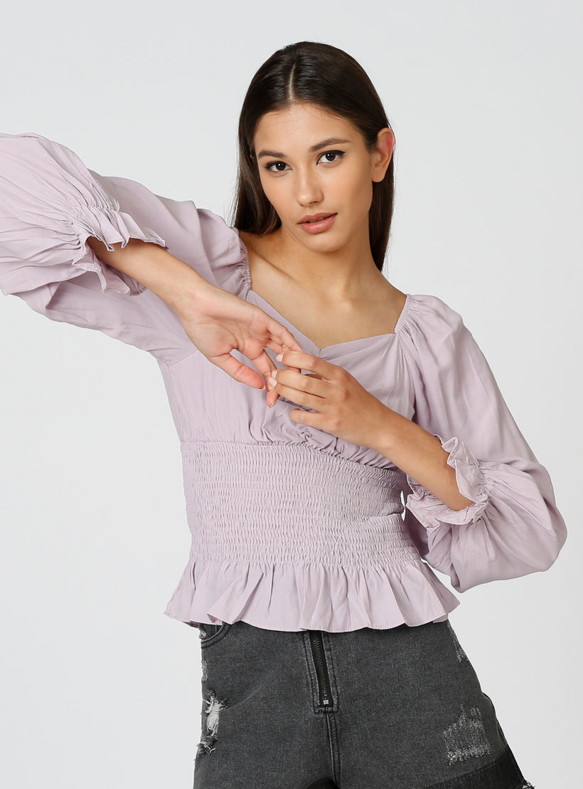 بلوزة بكشكش وياقة سويت هارت وأكمام طويلة من تو إكستريمز-women-clothing-shirtsandblouses-blouses-image-3