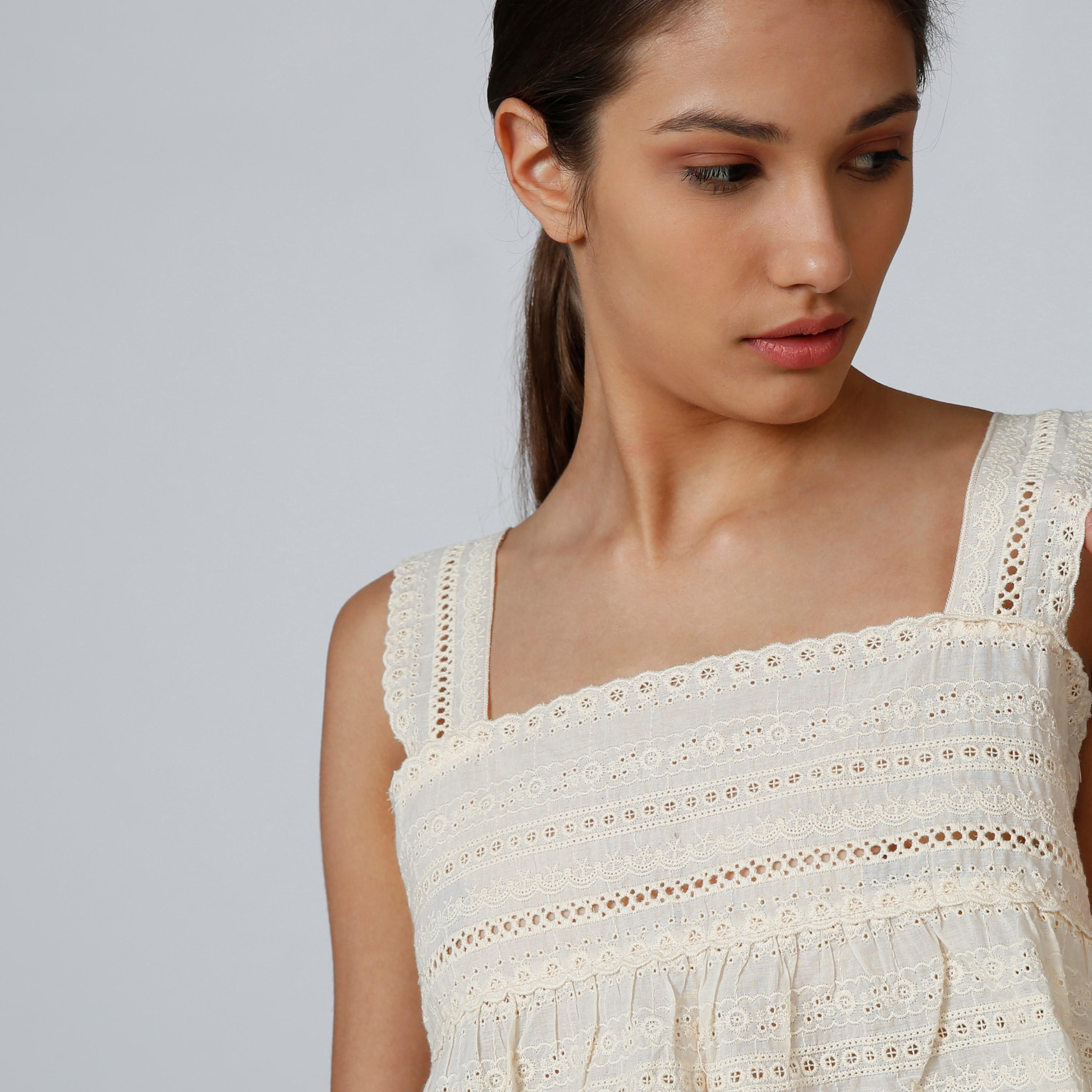 Textured Sleeveless Top with Schiffli Detail-women-clothing-shirtsandblouses-blouses-image-3