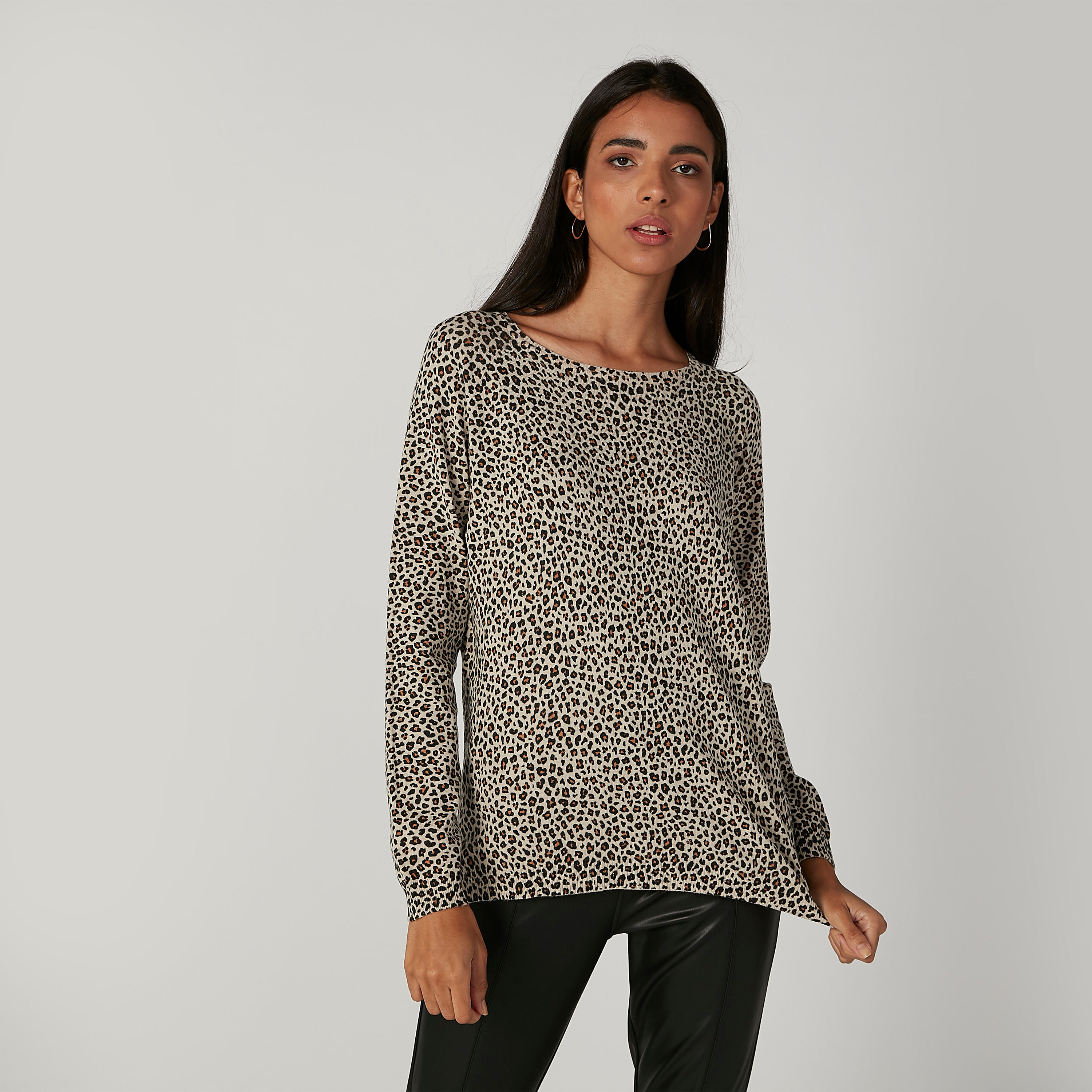 كنزة بياقة قارب وأكمام طويلة وطبعات حيوانات-women-clothing-cardigansandjumpers-jumpers-image-1