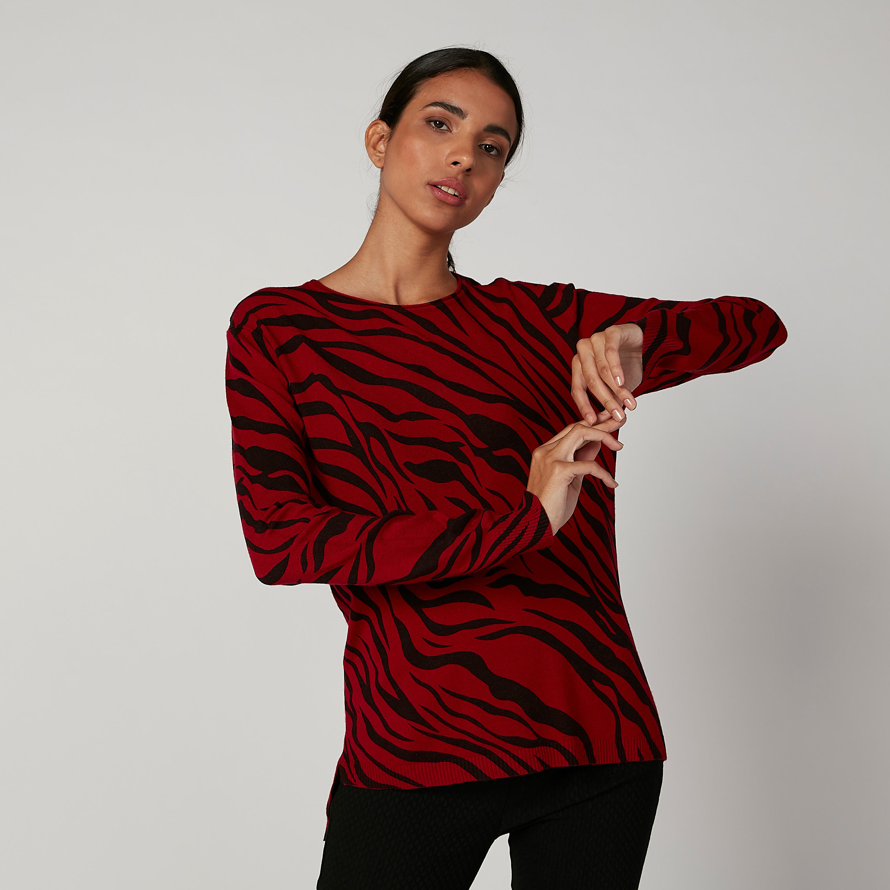 كنزة بياقة قارب وأكمام طويلة وطبعات حيوانات-women-clothing-cardigansandjumpers-jumpers-image-1